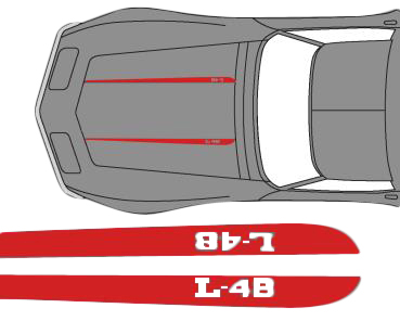 1968-1982 C3 Corvette Hood Stripe Decals - Pair L-48 Gloss Red