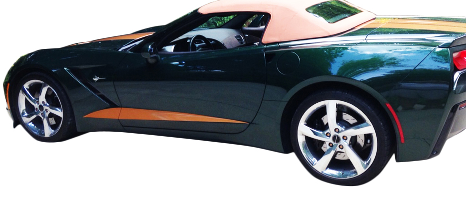2014-2019 C7 Corvette Side Door Stripes - Pair Black Gloss Carbon Fiber