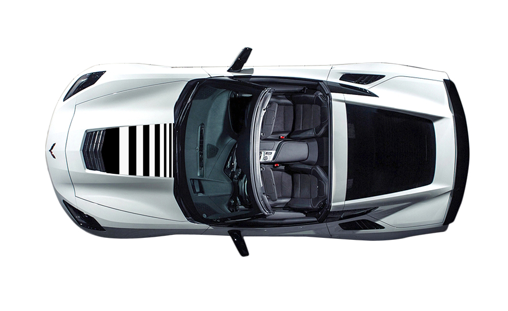 2014-2019 C7 Corvette Stinger Stripe - Notched Fade Style Black Gloss Carbon Fiber Stingray/GS