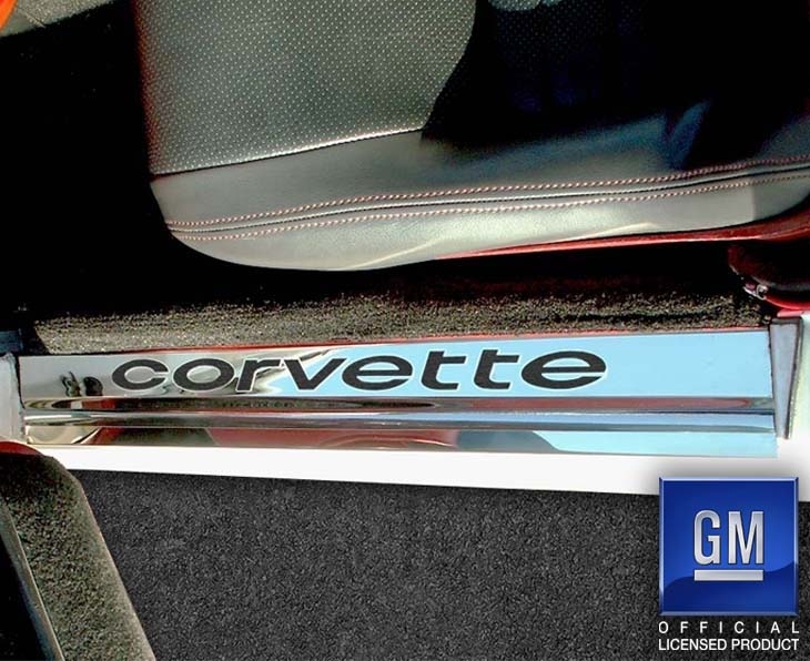 1978-1982 C3 Corvette Door Sills w/Corvette Vinyl Inlay Lettering 2Pc