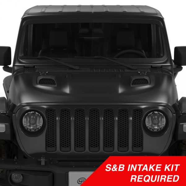 Air Hood Scoop System for 18-20 Wrangler JL Rubicon 2.0L, 3.6L, 2020 Jeep Gladiator 3.6L S&B Filters Intake Required AS-1014