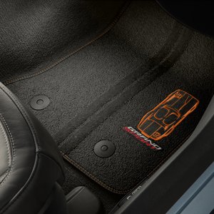 C7 Corvette Grand Sport Embroidered Front Floor Mats Black With Kalahari Stitching