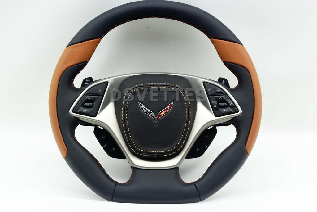 C7 Corvette Stingray D-Style Leather Wrapped Steering Wheel