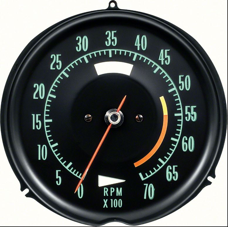 1969-1971 C3 Corvette Tachometer 5500 RPM Red Line 1529