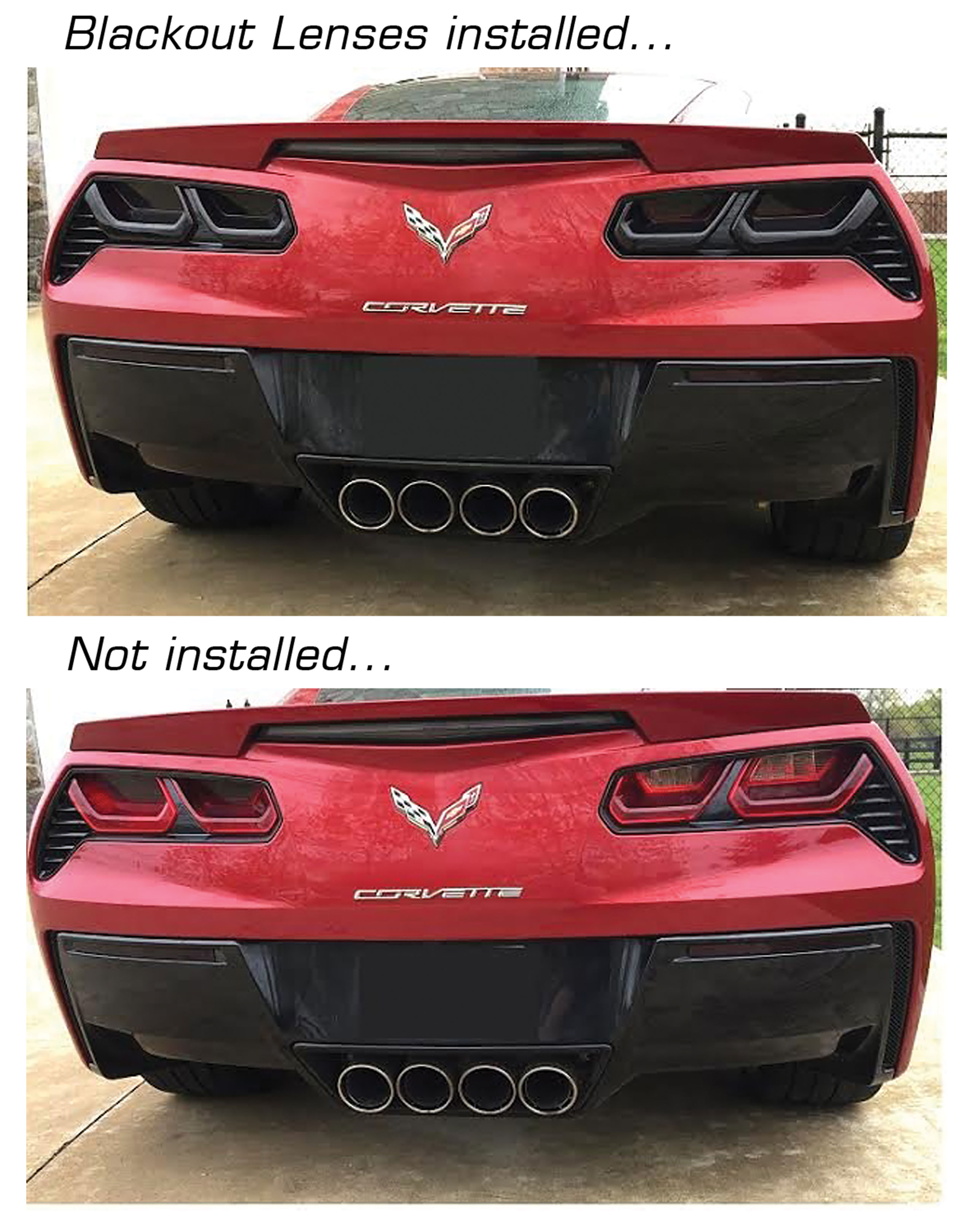 Tail Light Blackout Lens - 4 Pieces For 2014-2019 Corvette