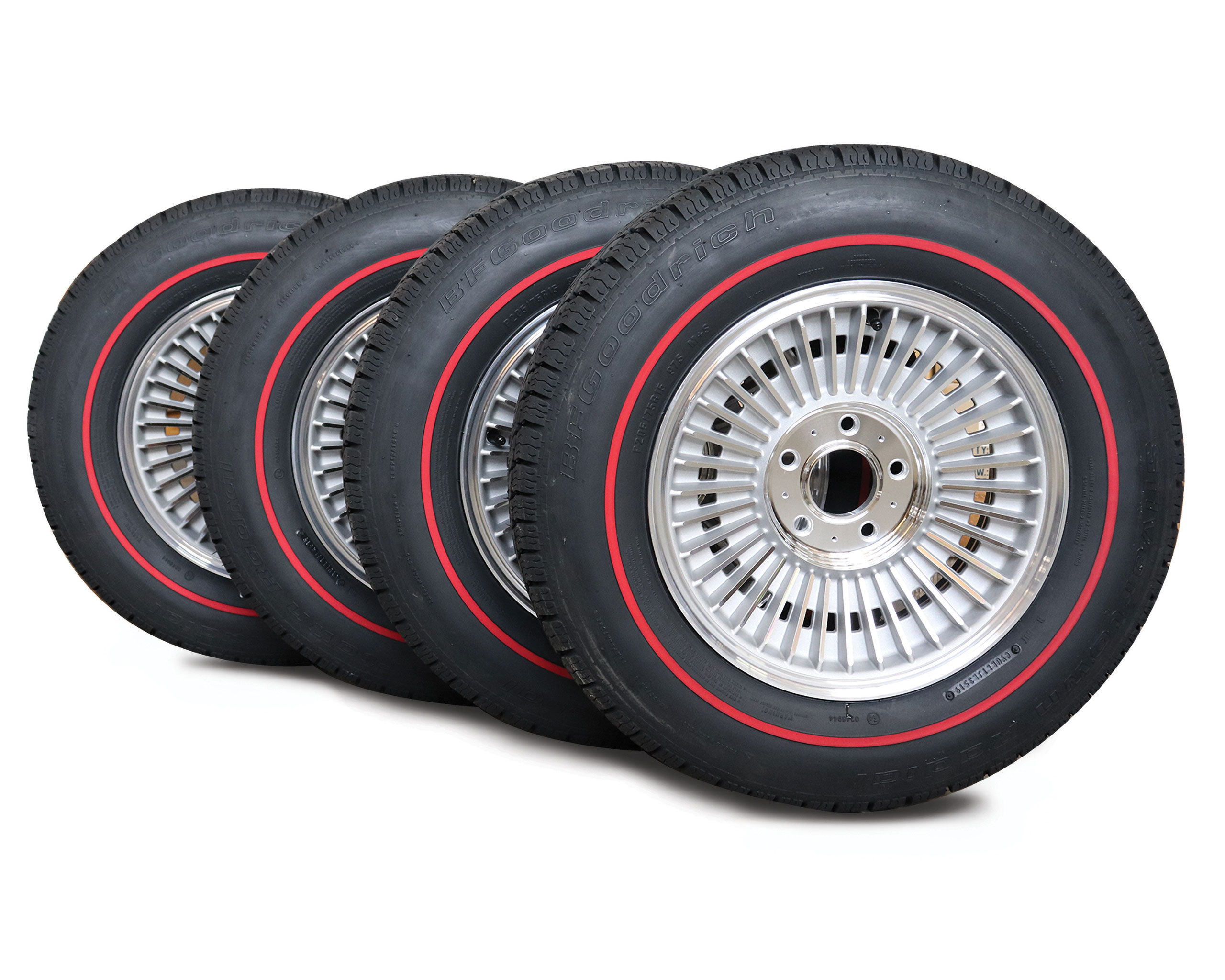 Direct-Bolt Knockoff Wheel & Tire Kit Redline Radial Tires For 63-64 Corvette