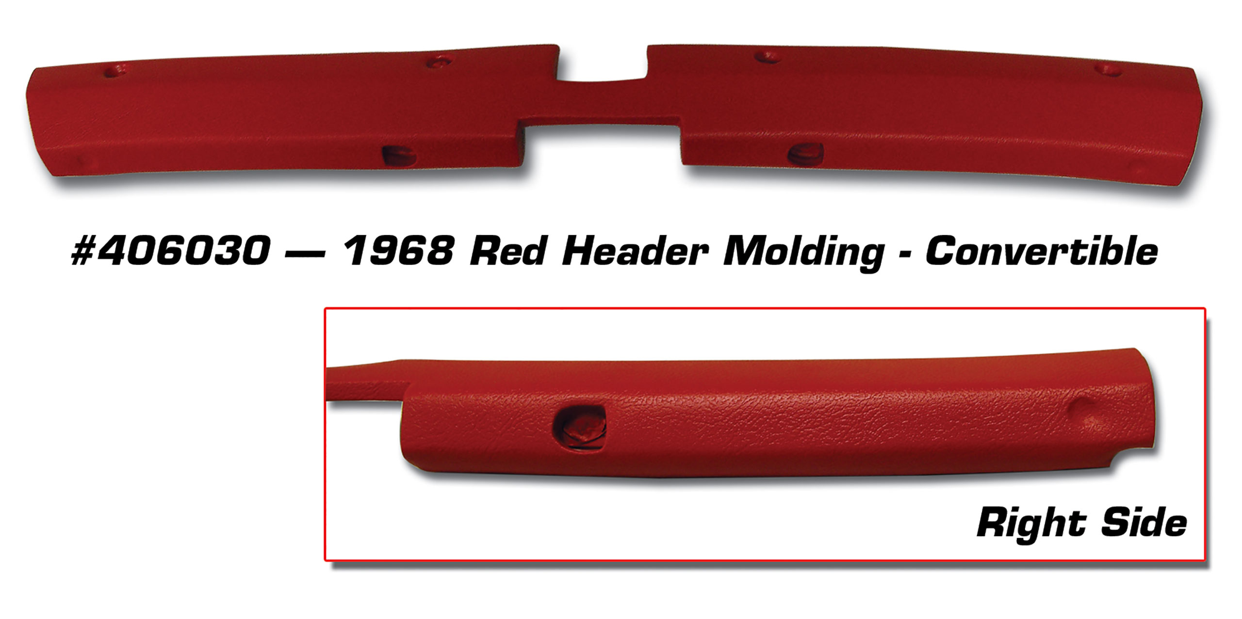 1968 C3 Corvette Header Molding- Red Convertible