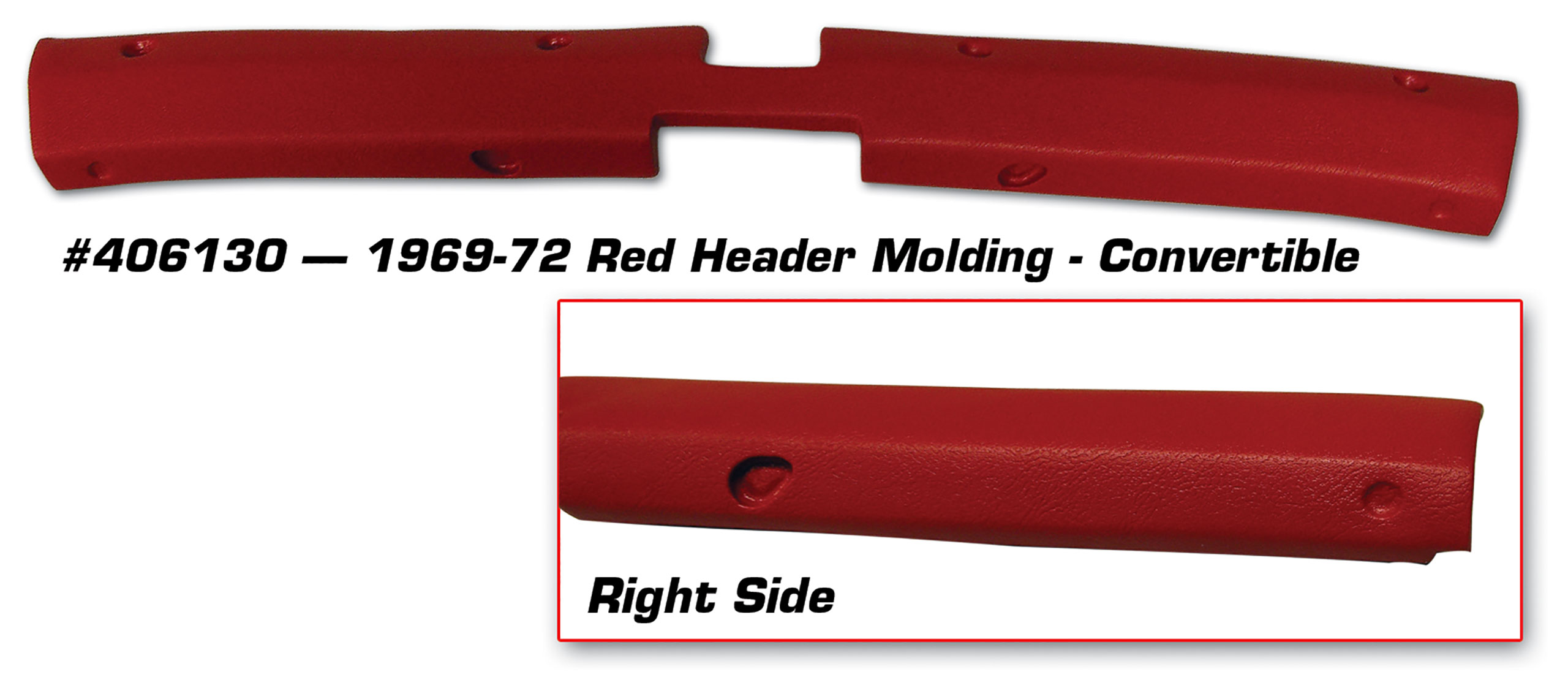 1969-1972 C3 Corvette Header Molding- Red Convertible