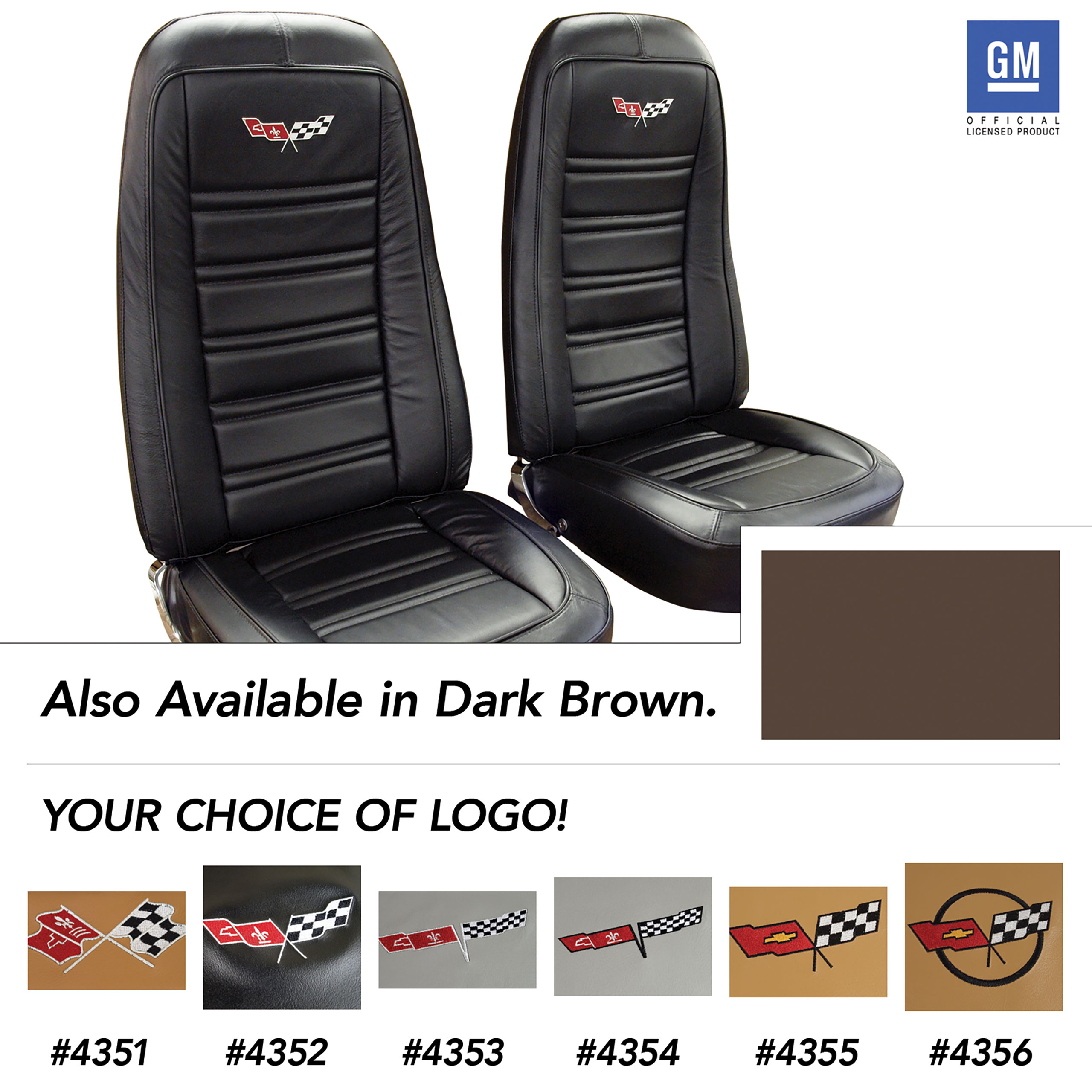 76-78 Corvette C3 419755 Leather Seat Covers Dark Brown Leather/Vinyl Original CA-419755E 