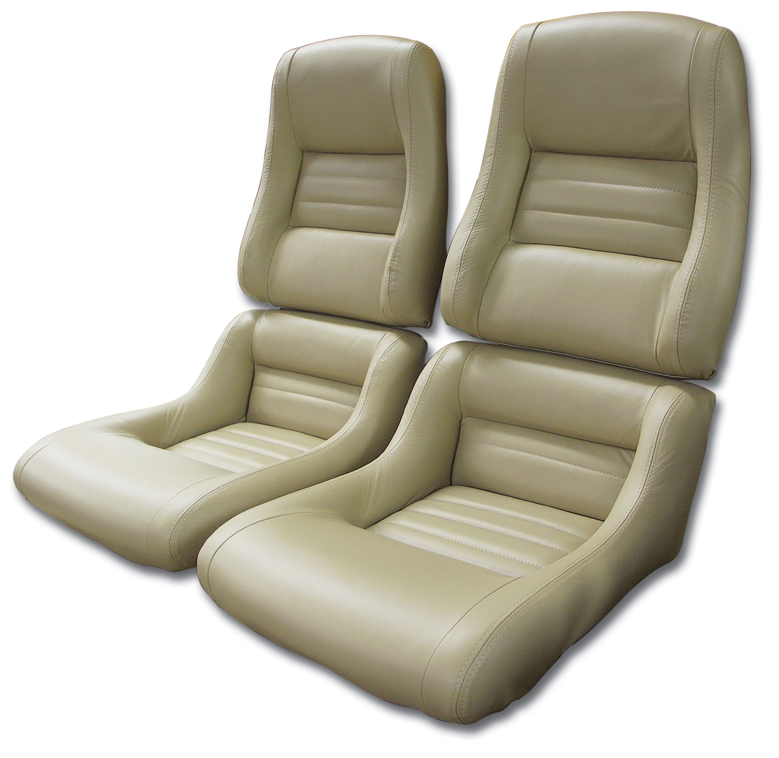 79-80 Corvette C3 Leather Seat Covers Oyster Leather/Vinyl Original 4" Bolster CA-419950 