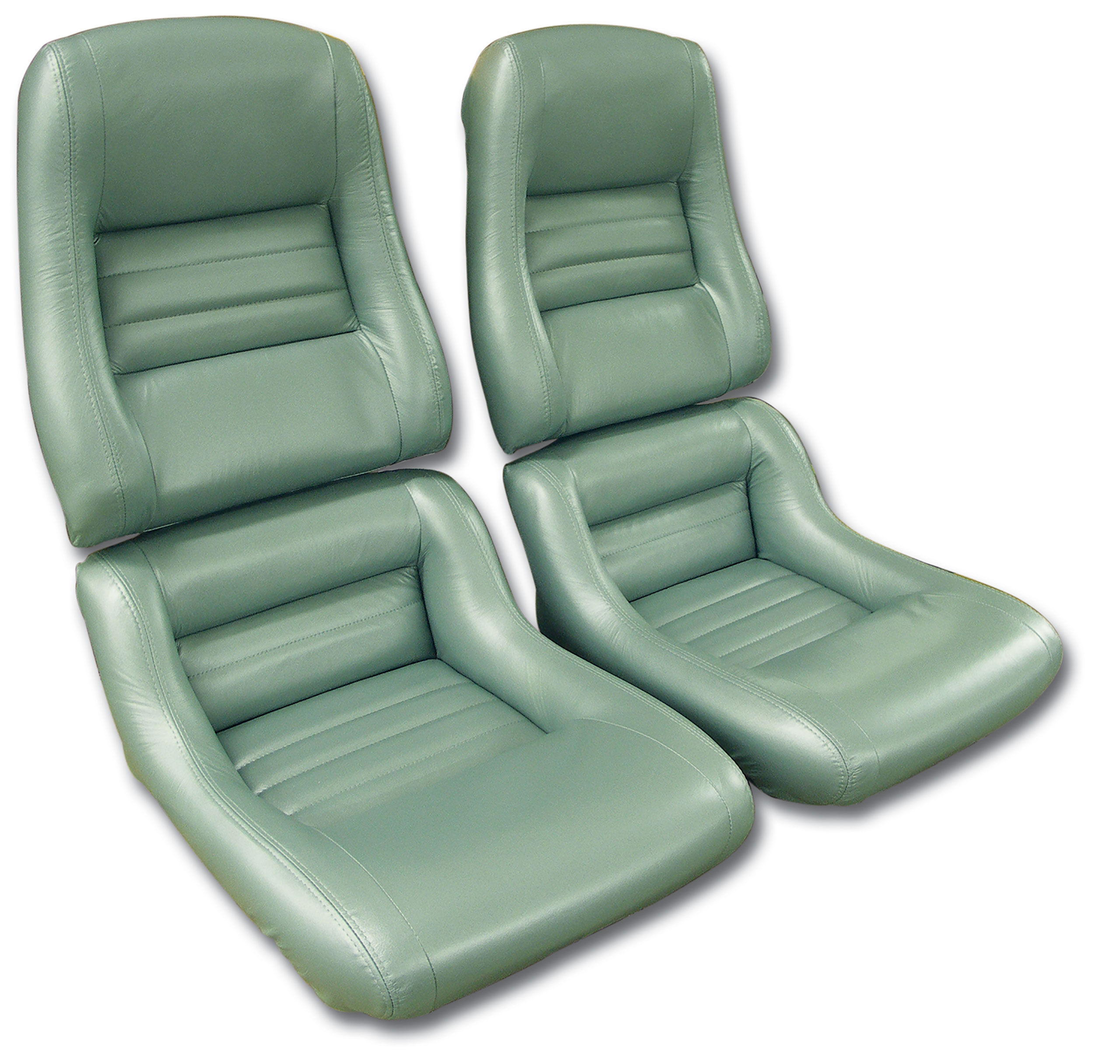 82 Corvette C3 Leather Seat Covers Silvergreen Leather/Vinyl Original 2" Bolster CA-419959 