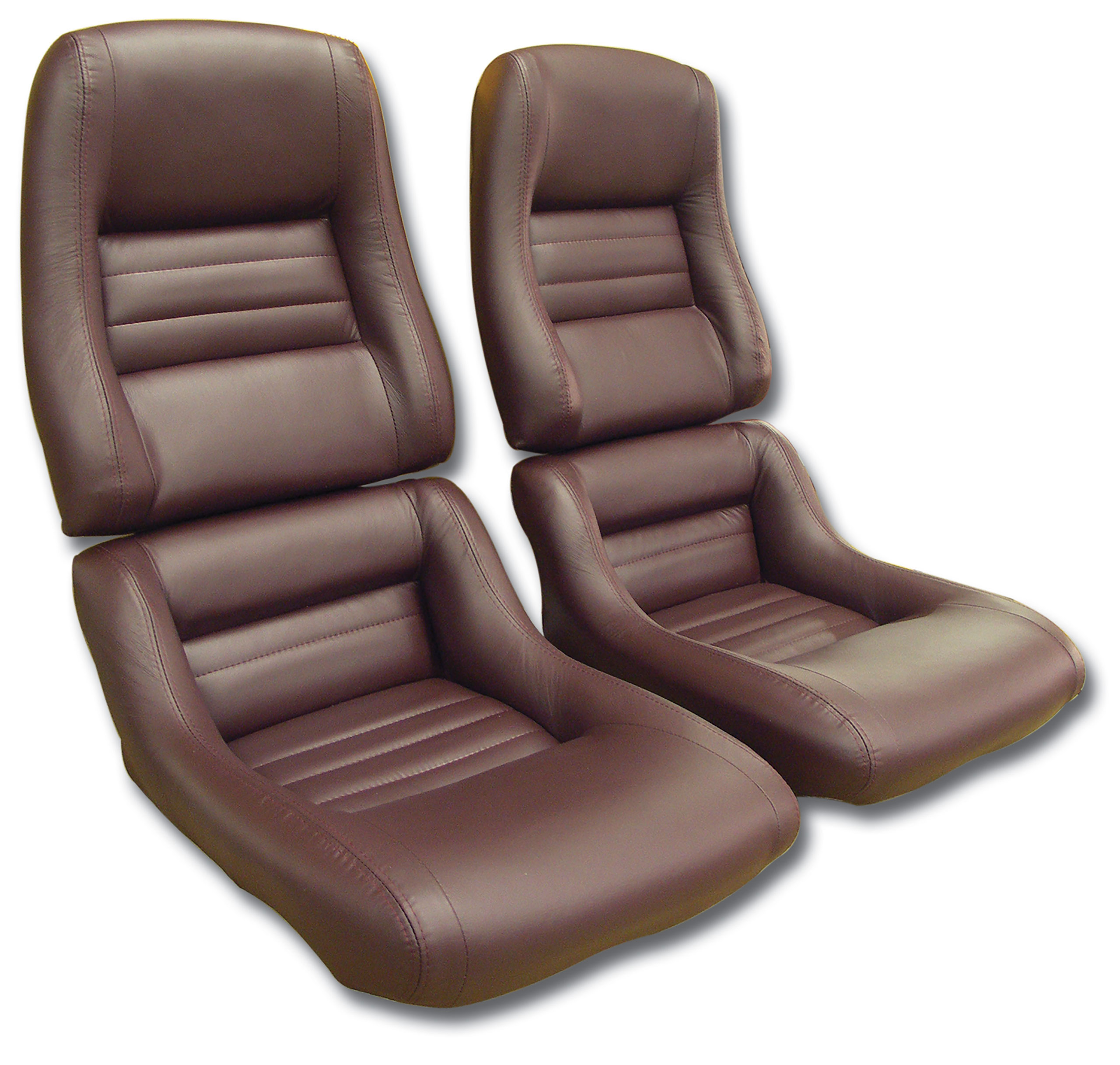 1980 Corvette C3 Leather Seat Covers Claret 100%-Leather 2" Bolster CA-420036 