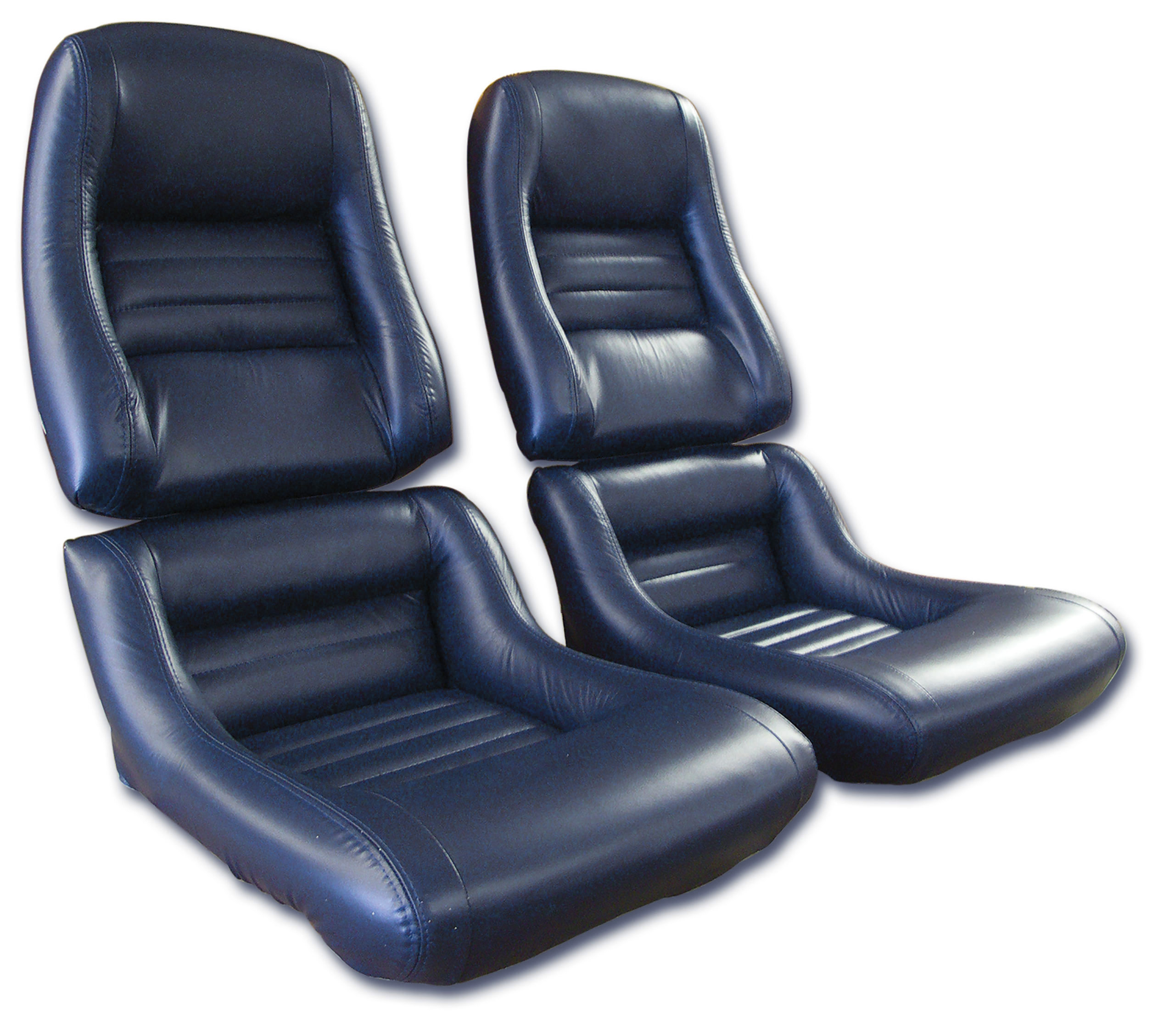 79-81 Corvette C3 Leather Seat Covers Dark Blue 100%-Leather 2" Bolster CA-420048 