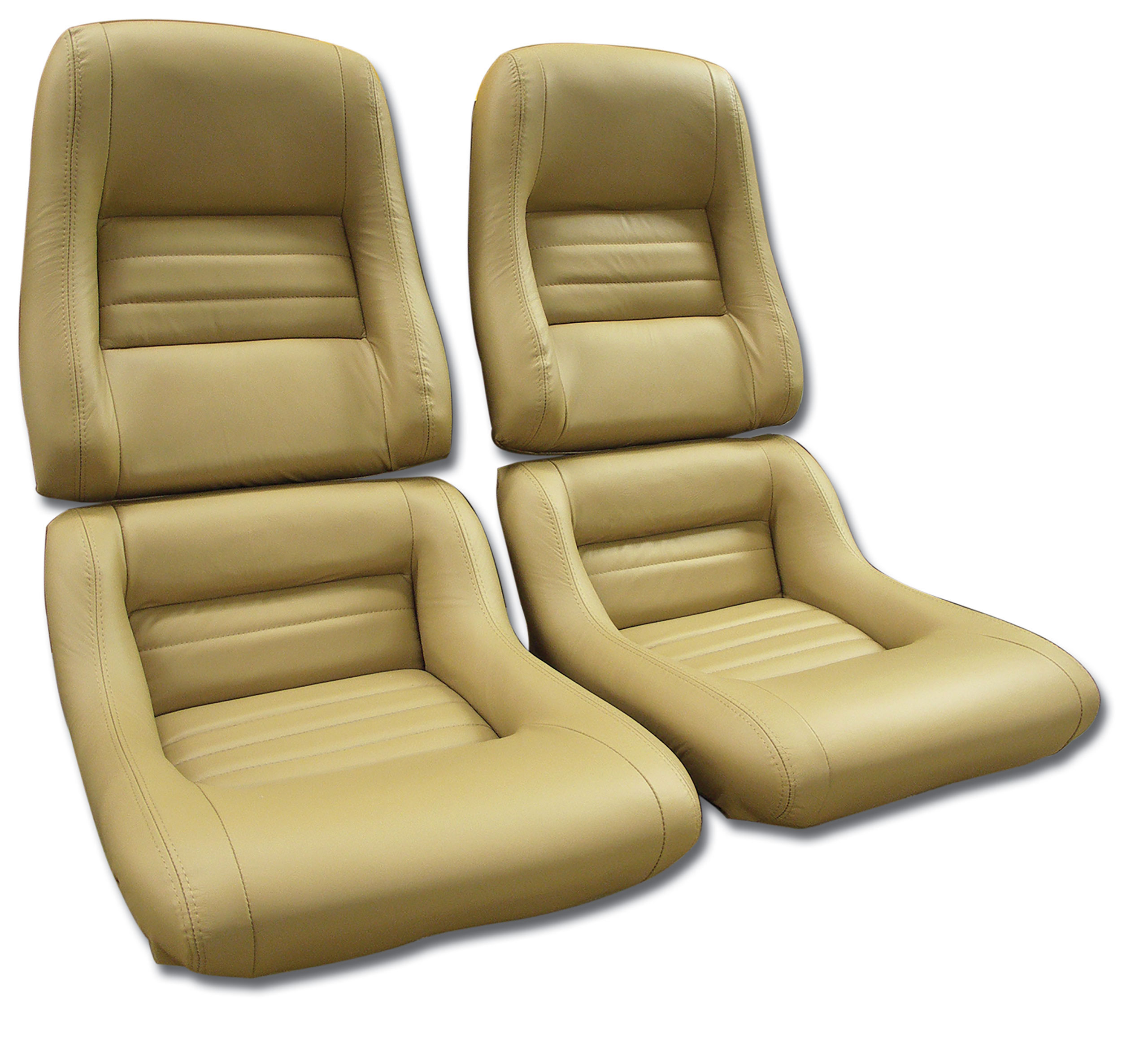 1981-1982 Corvette C3 Leather Seat Covers Camel 100%-Leather 2" Bolster CA-420058