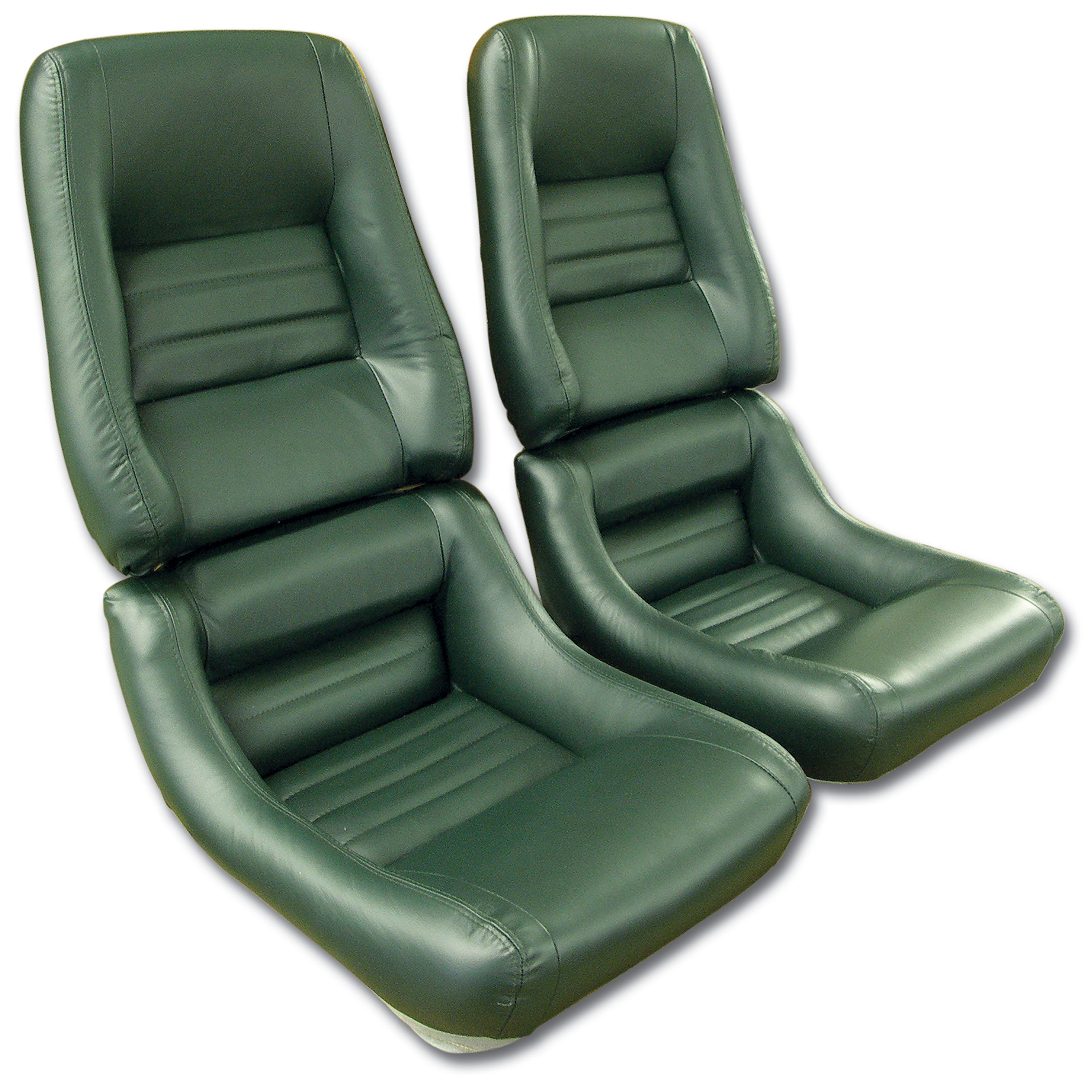 79 Corvette C3 Leather Seat Covers Green Leather/Vinyl Original 4" Bolster CA-420114 