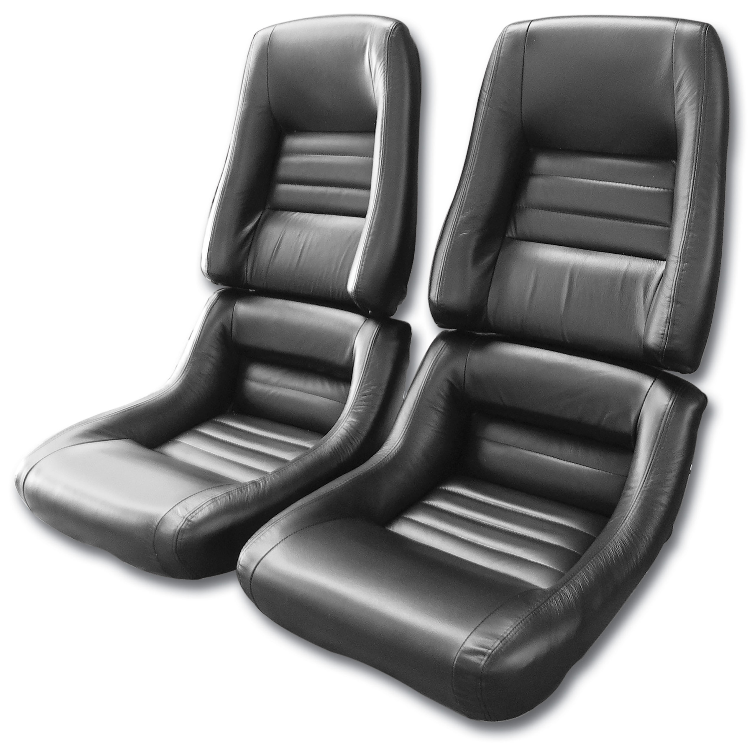 79-81 Corvette C3 Leather Seat Covers Black Leather/Vinyl Original 2" Bolster CA-420120 