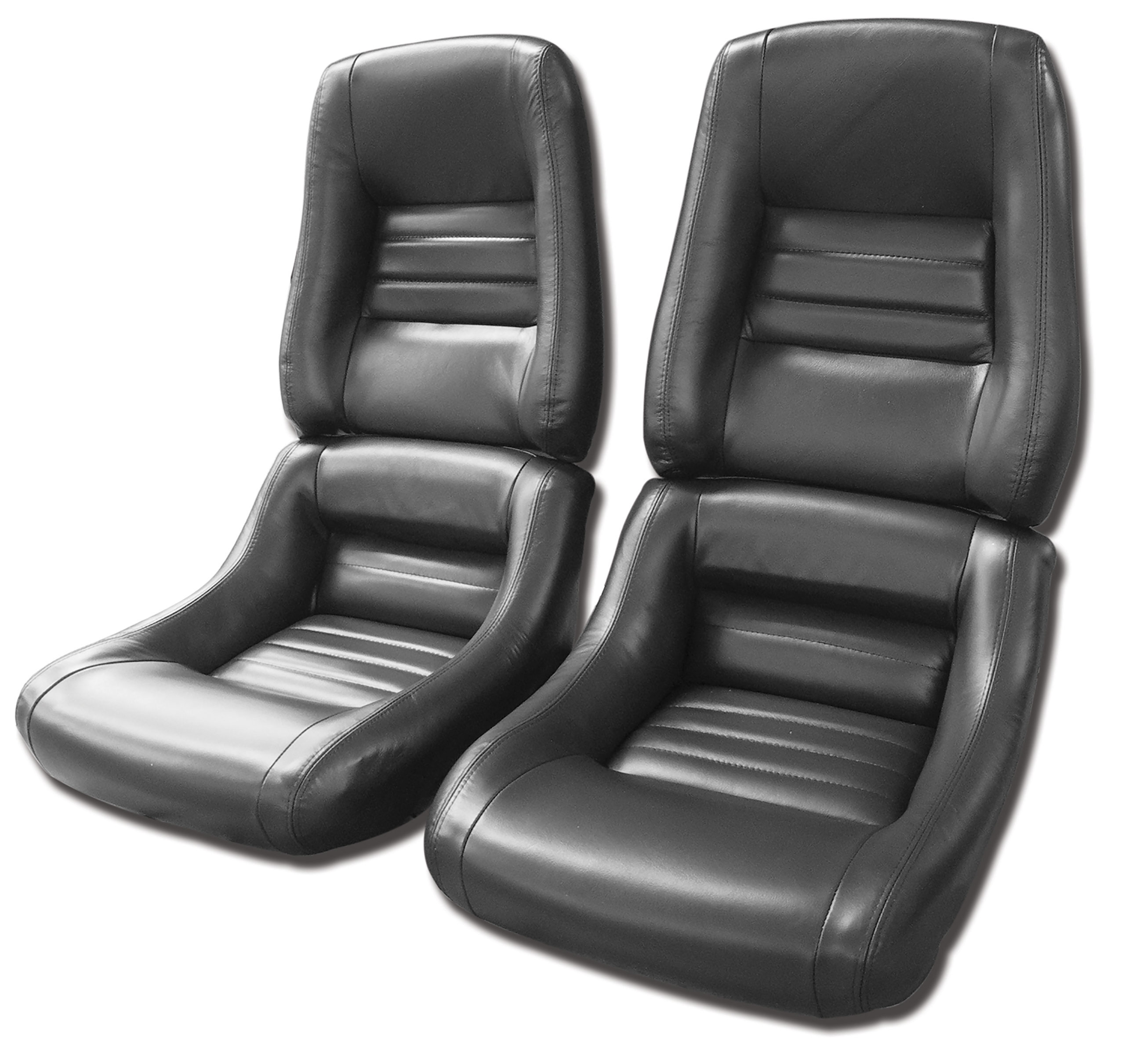 82 Corvette C3 Leather Seat Covers Charcoal Leather/Vinyl Original 4" Bolster CA-420121 
