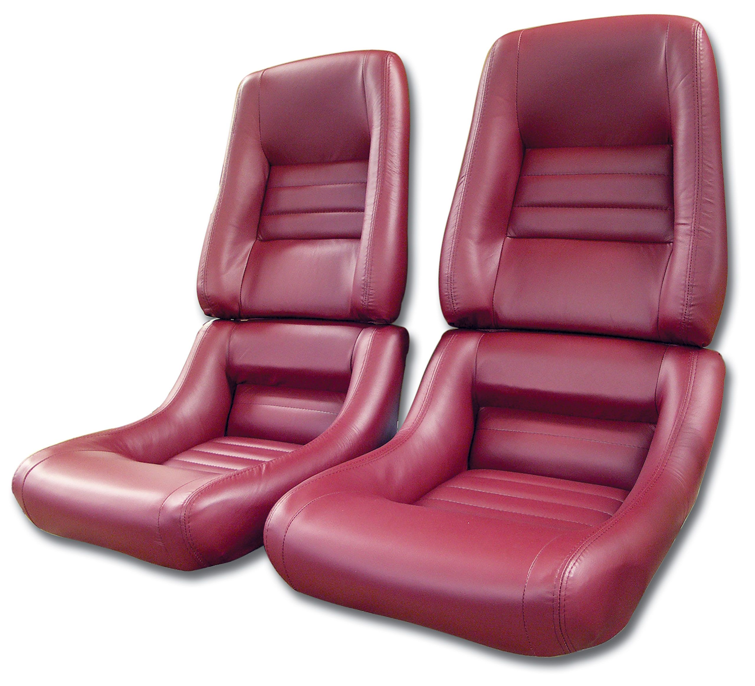 82 Corvette C3 Leather Seat Covers Red Leather/Vinyl Original 4" Bolster CA-420126 