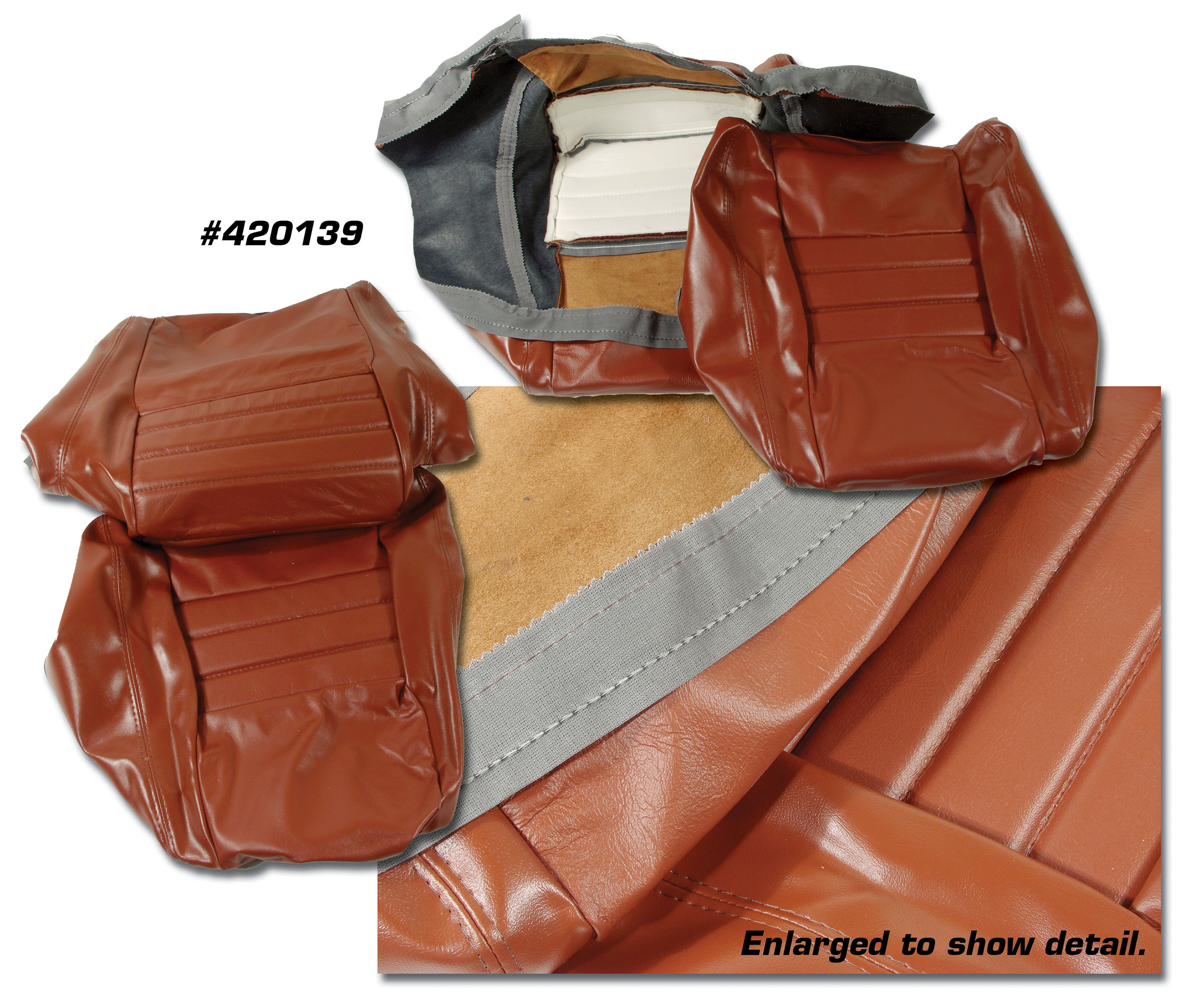 81 Corvette C3 Leather Seat Covers Cinnabar Leather/Vinyl Original 4" Bolster CA-420139 