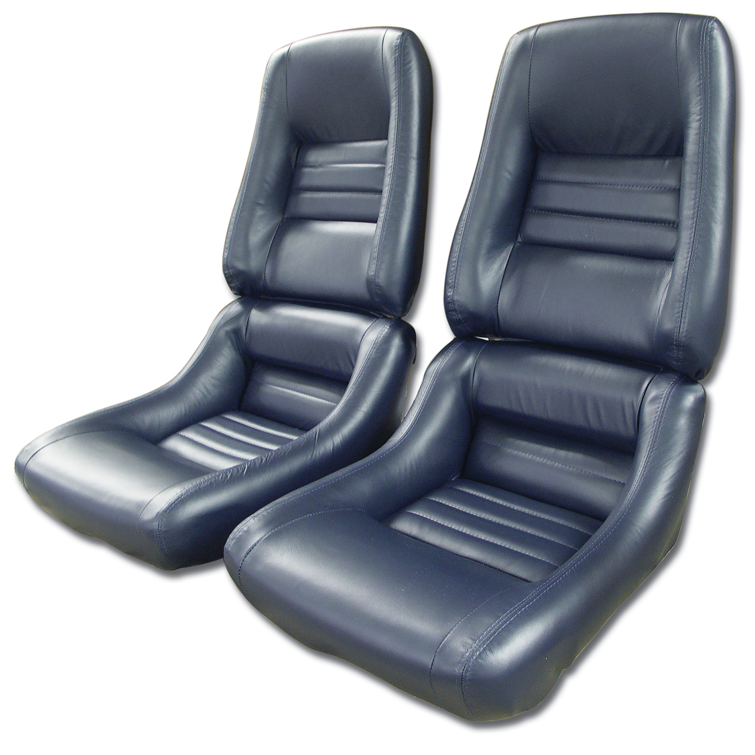79-81 Corvette C3 419948 Leather Seat Covers Dark Blue Leather/Vinyl Original 2" Bolster CA-420148 