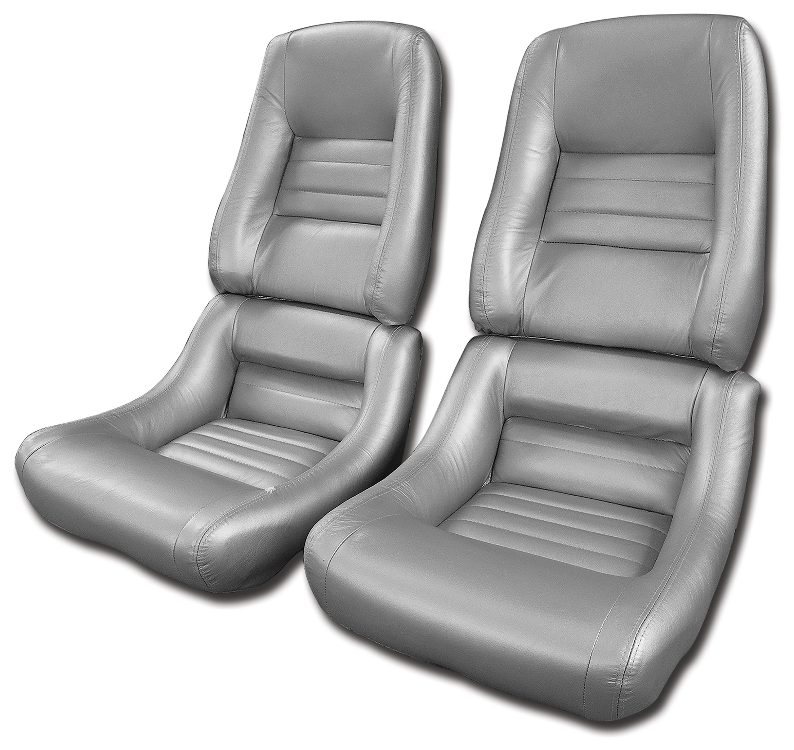 78 Corvette C3 Leather Seat Covers Silver Pace Leather/Vinyl Original 4" Bolster CA-420162 