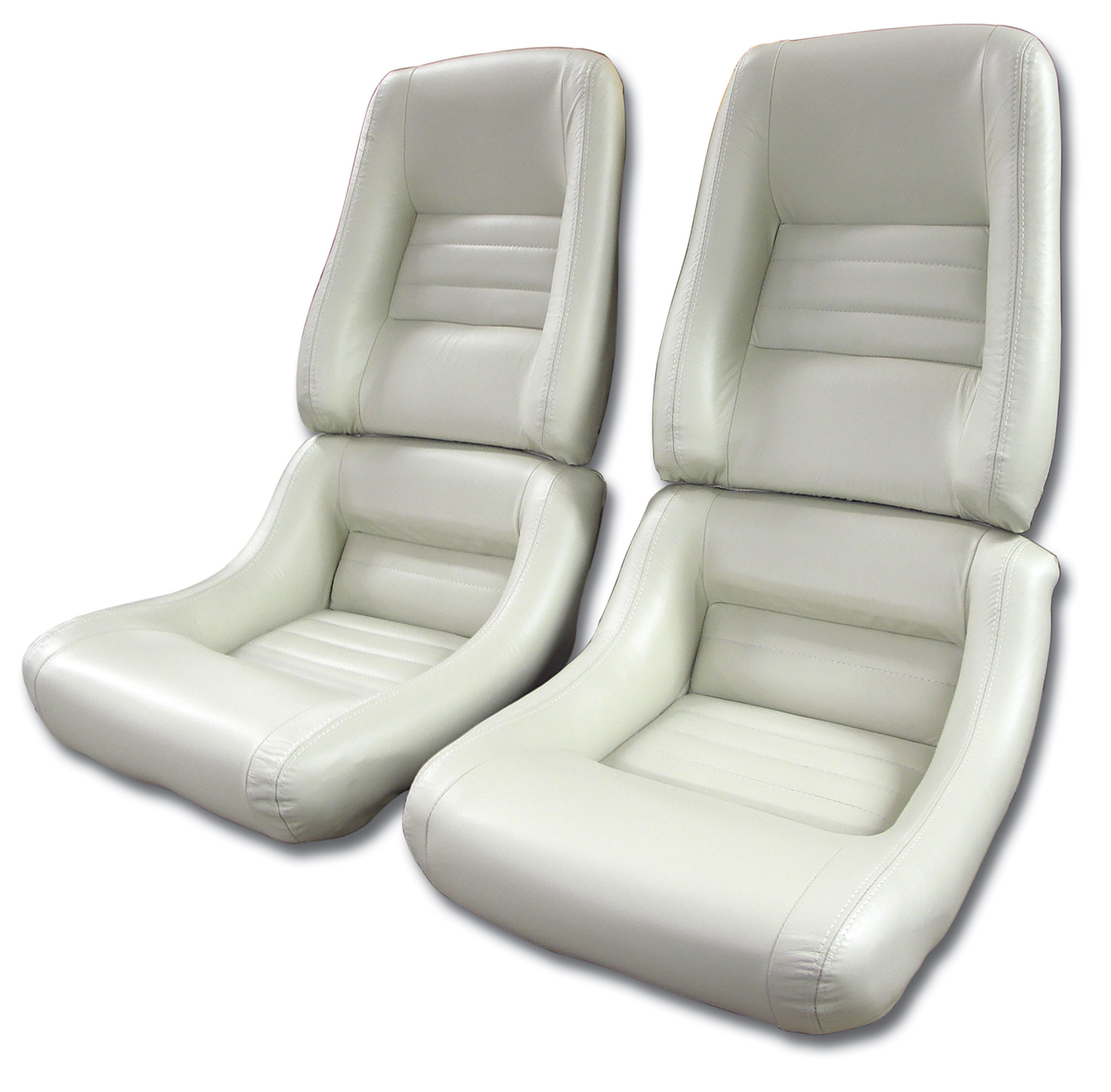 79-80 Corvette C3 Leather Seat Covers Oyster Leather/Vinyl Original 2" Bolster CA-420166 