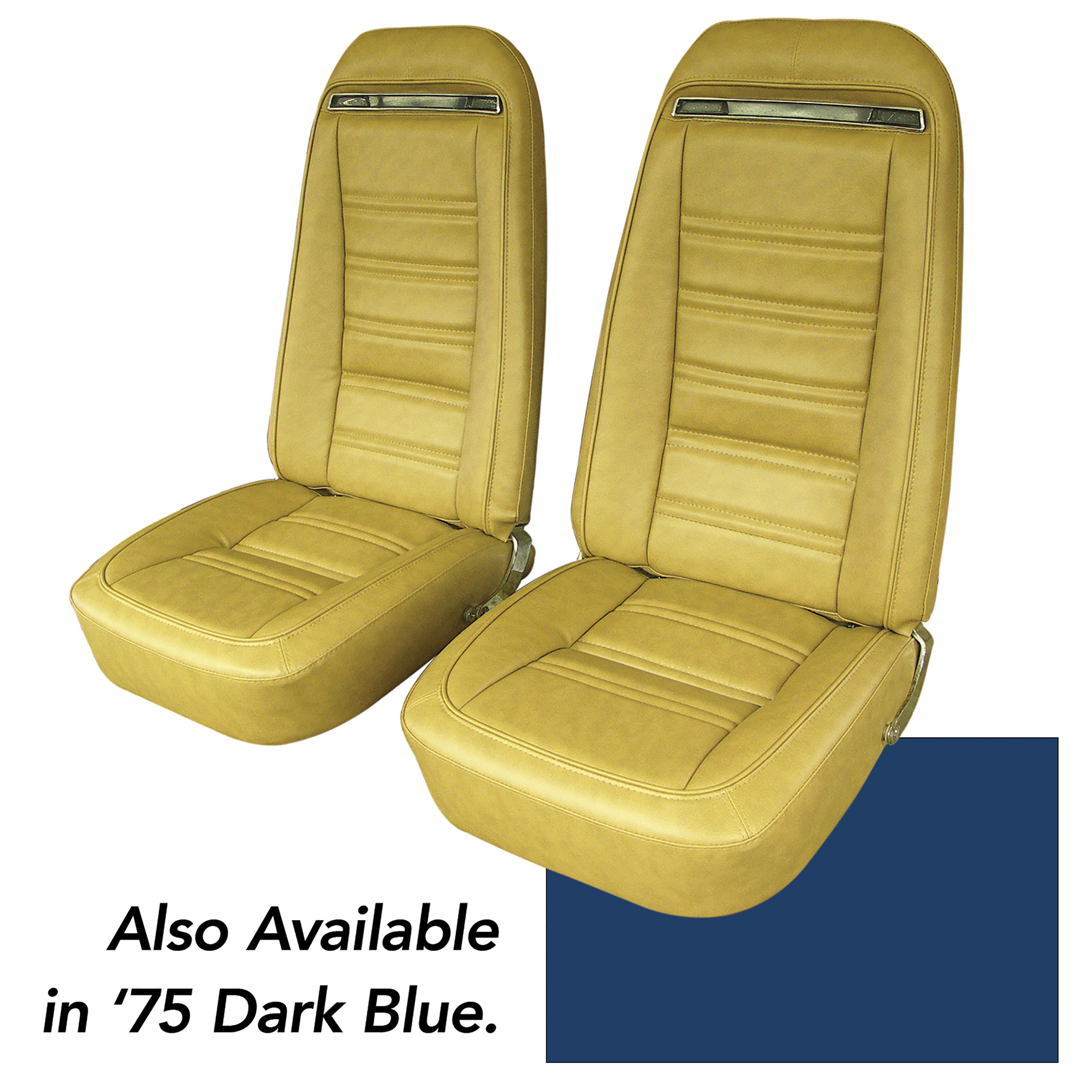 1975 Corvette C3 "Leather-Like" Vinyl Seat Covers Dark Blue CA-421443 