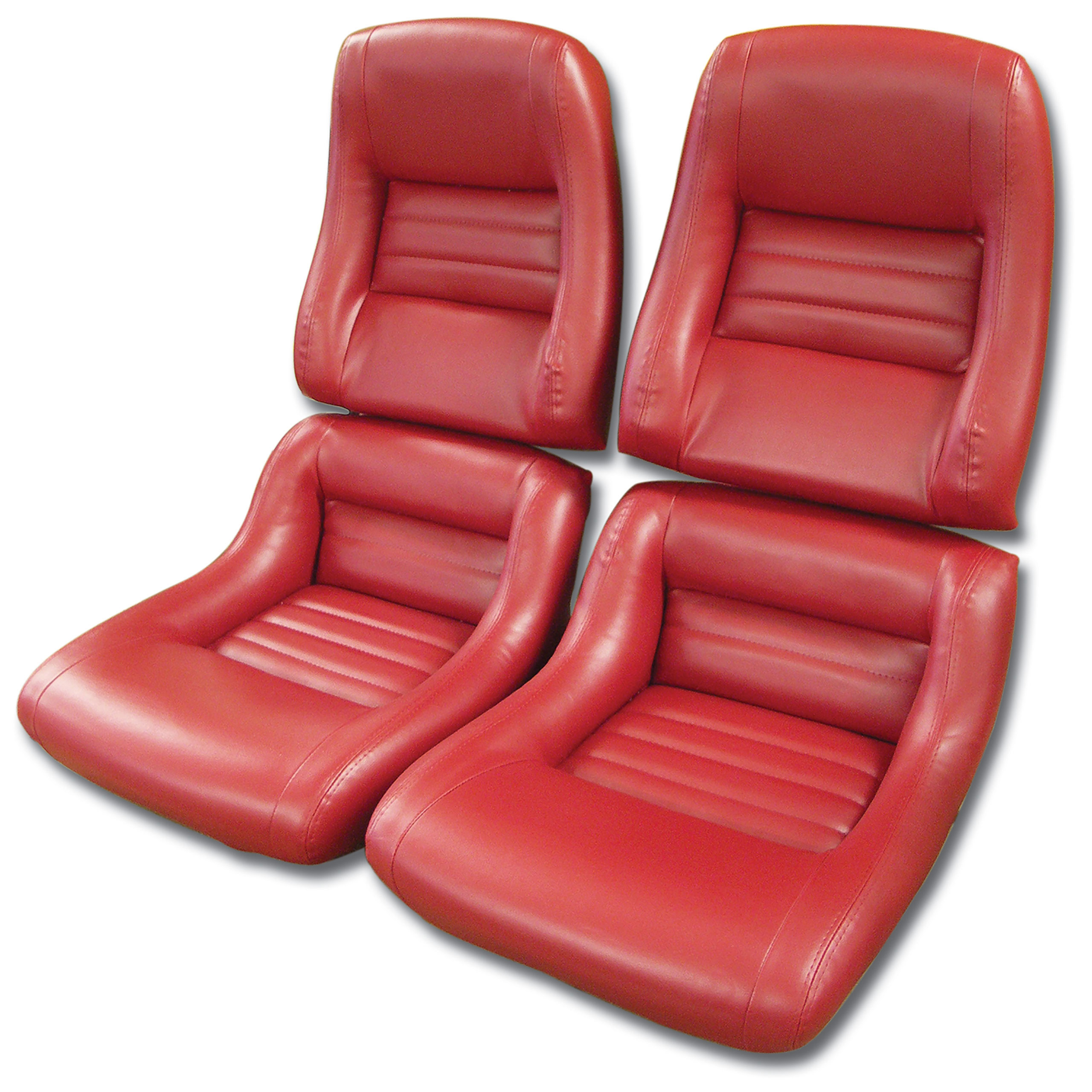 1979-1981 Corvette C3 "Leather-Like" Vinyl Seat Covers Red 2" Bolster CA-421624 