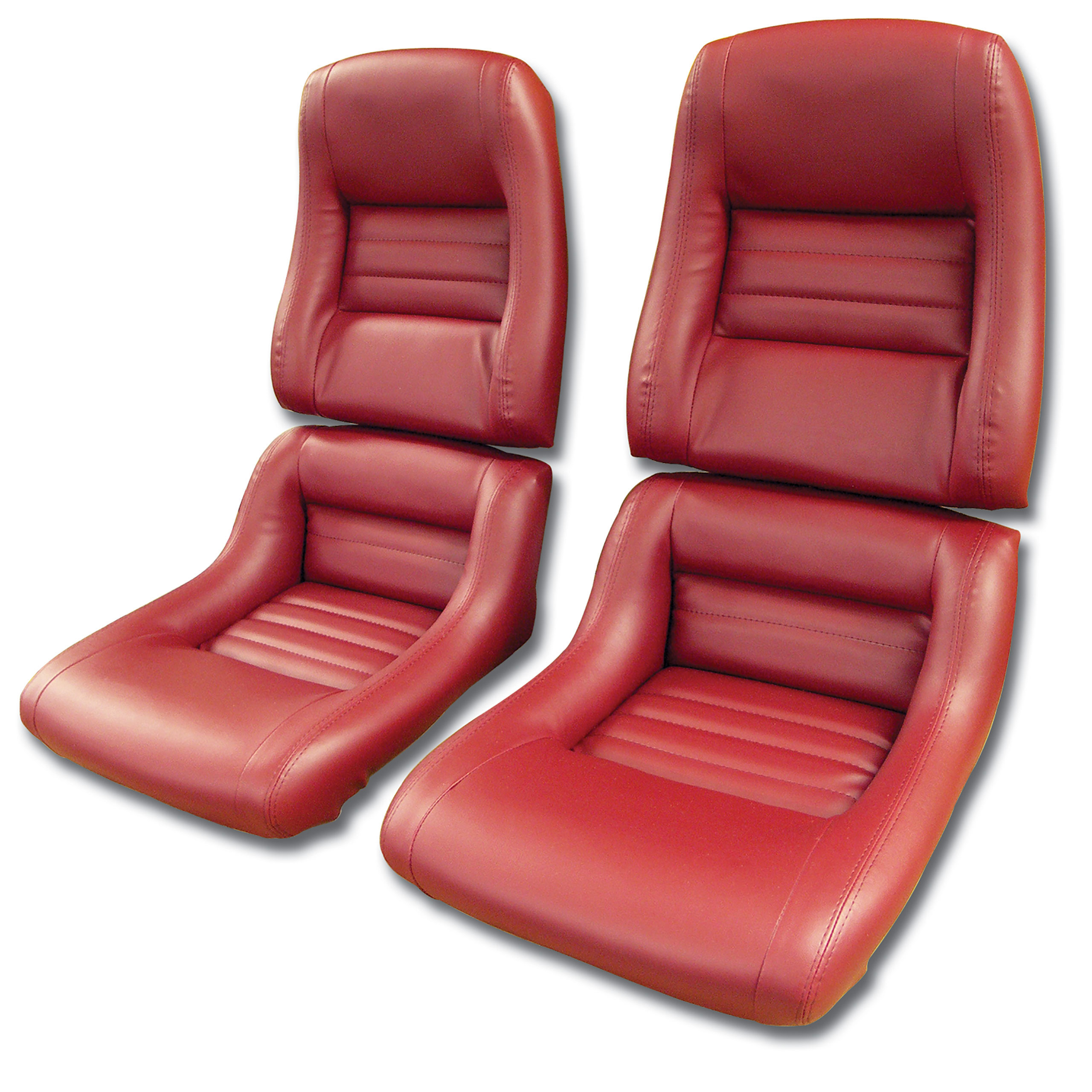 1982 Corvette C3 "Leather-Like" Vinyl Seat Covers Red 2" Bolster CA-421626