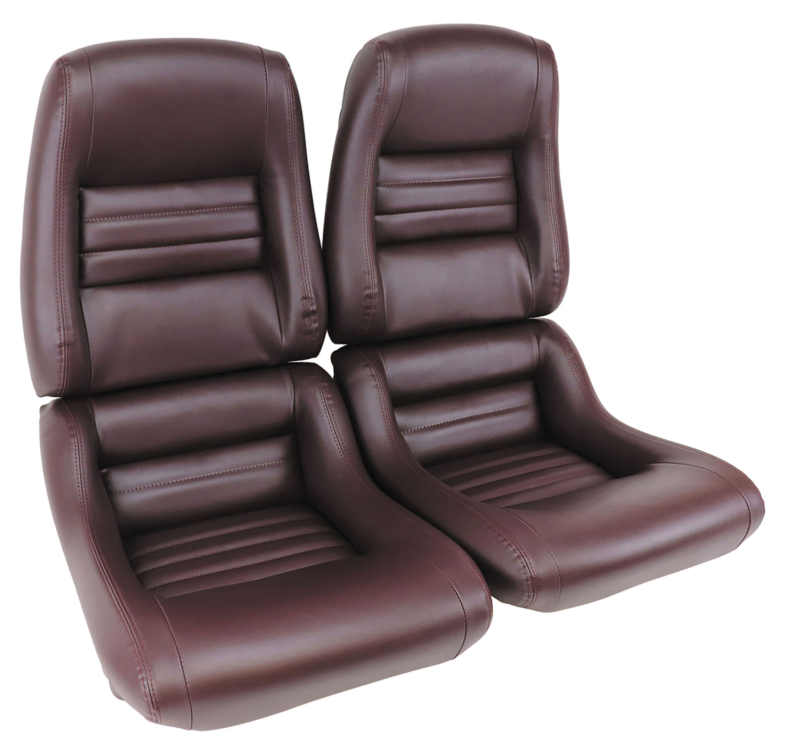 1980 Corvette C3 "Leather-Like" Vinyl Seat Covers Claret 2" Bolster CA-421636 