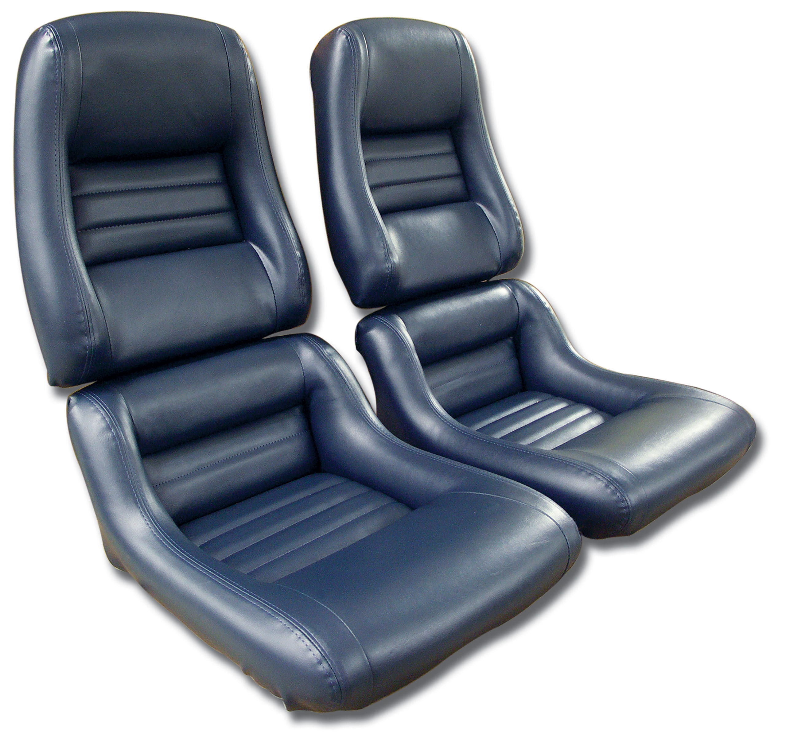 1982 Corvette C3 "Leather-Like" Vinyl Seat Covers Dark Blue 2" Bolster CA-421646 