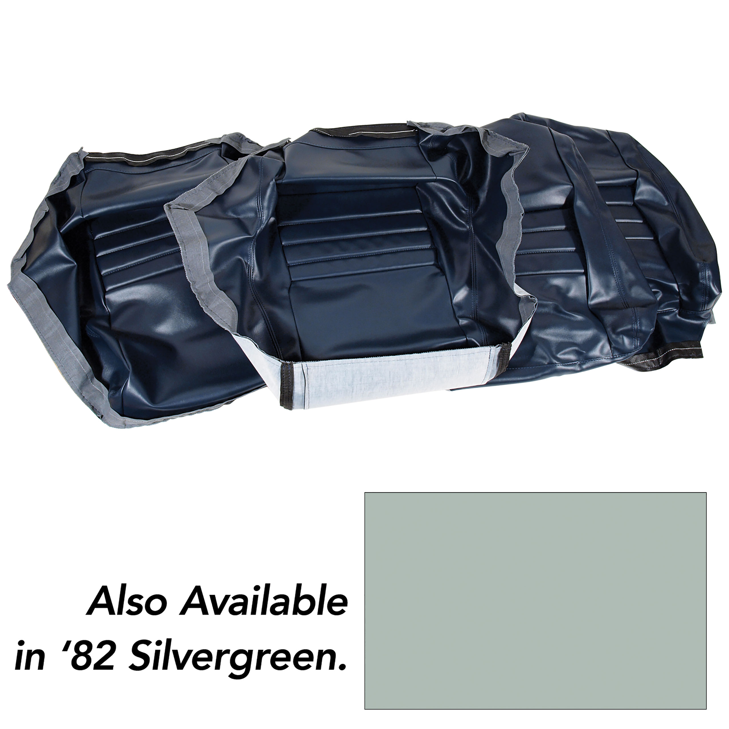 1982 Corvette C3 "Leather-Like" Vinyl Seat Covers Silvergreen 2" Bolster CA-421659 