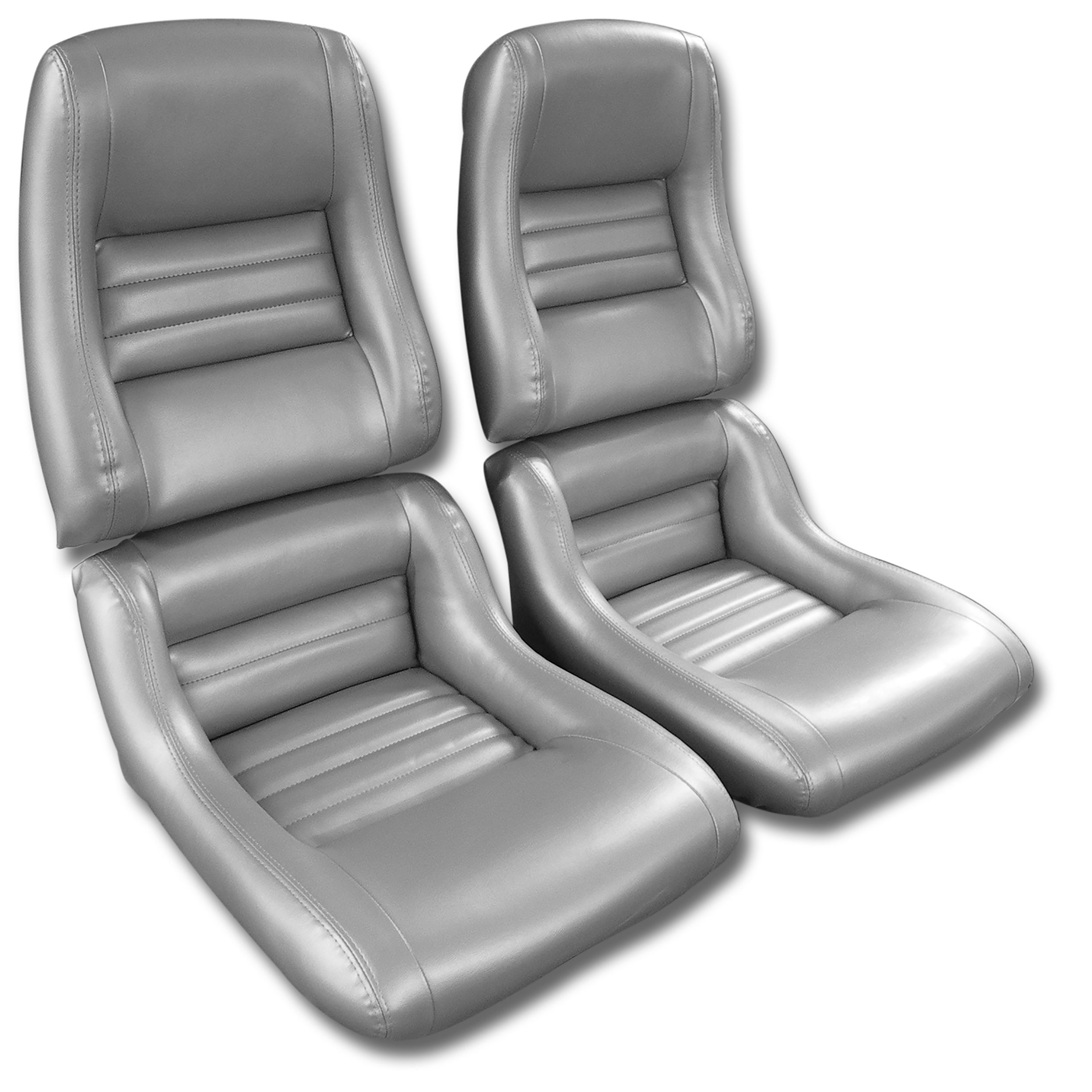 1981 Corvette C3 "Leather-Like" Vinyl Seat Covers Silver 2" Bolster CA-421664 