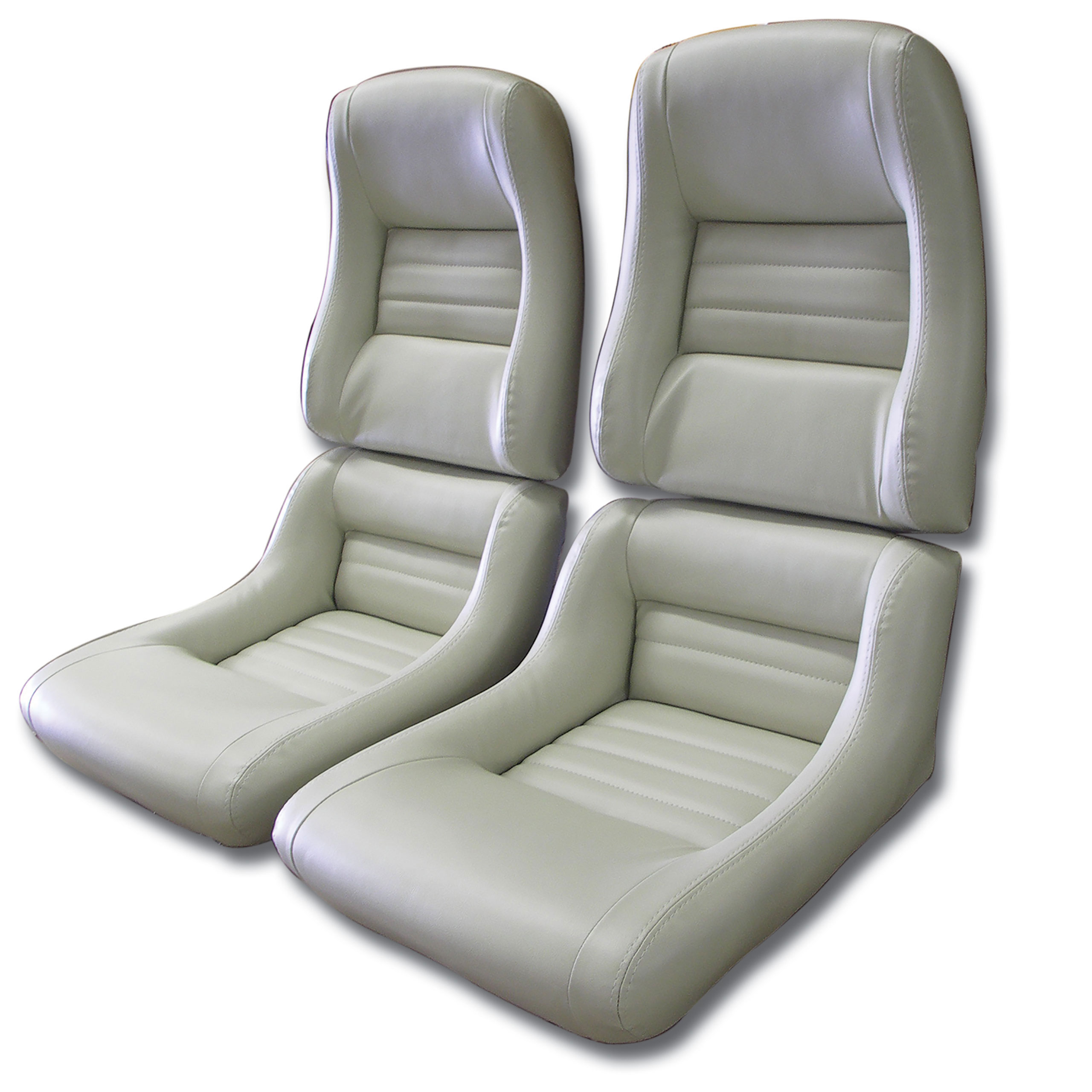 1979-1980 Corvette C3 "Leather-Like" Vinyl Seat Covers Oyster 2" Bolster CA-421666 