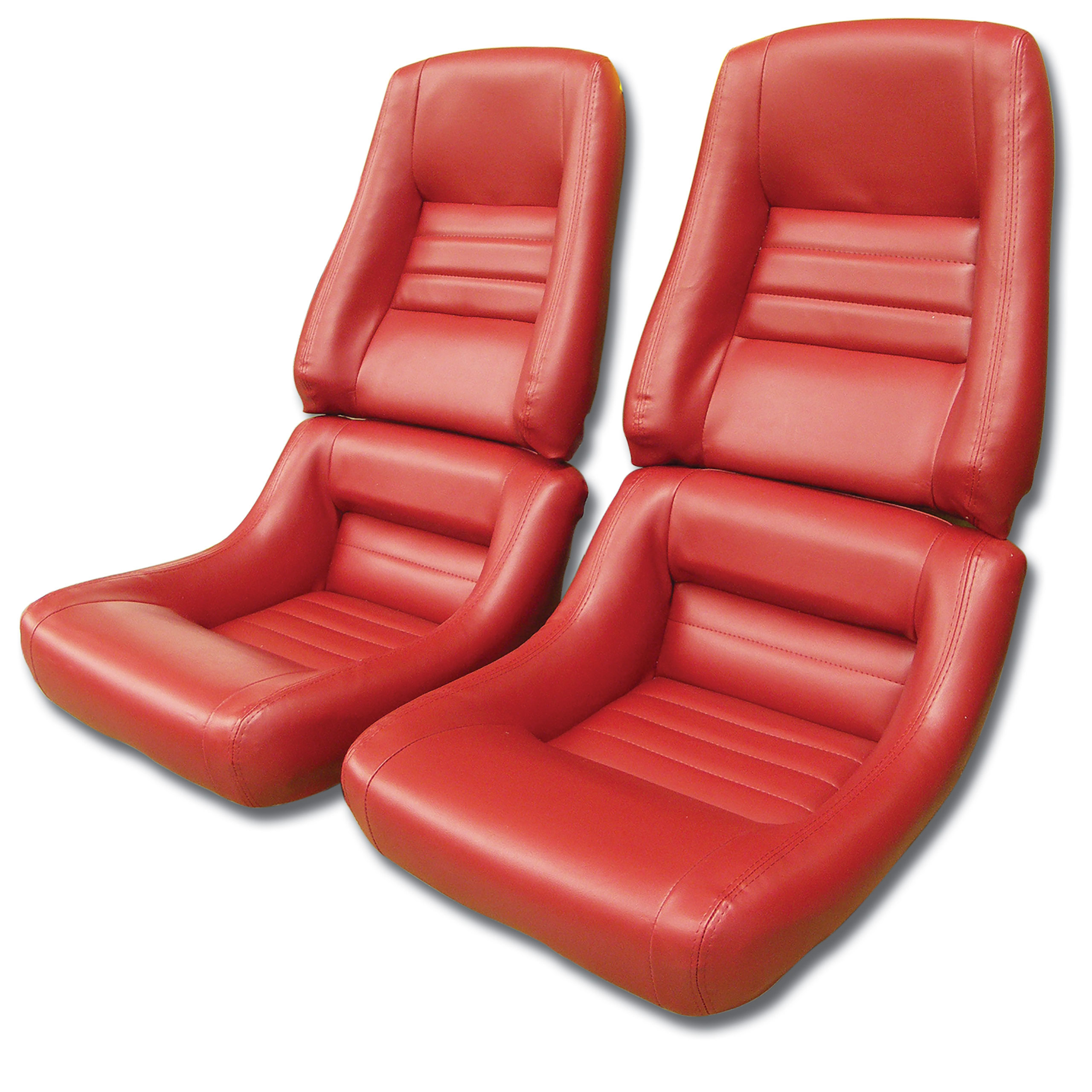 "Leather-Like" Vinyl Seat Covers Red 4" Bolster For 1979-1981 Corvette