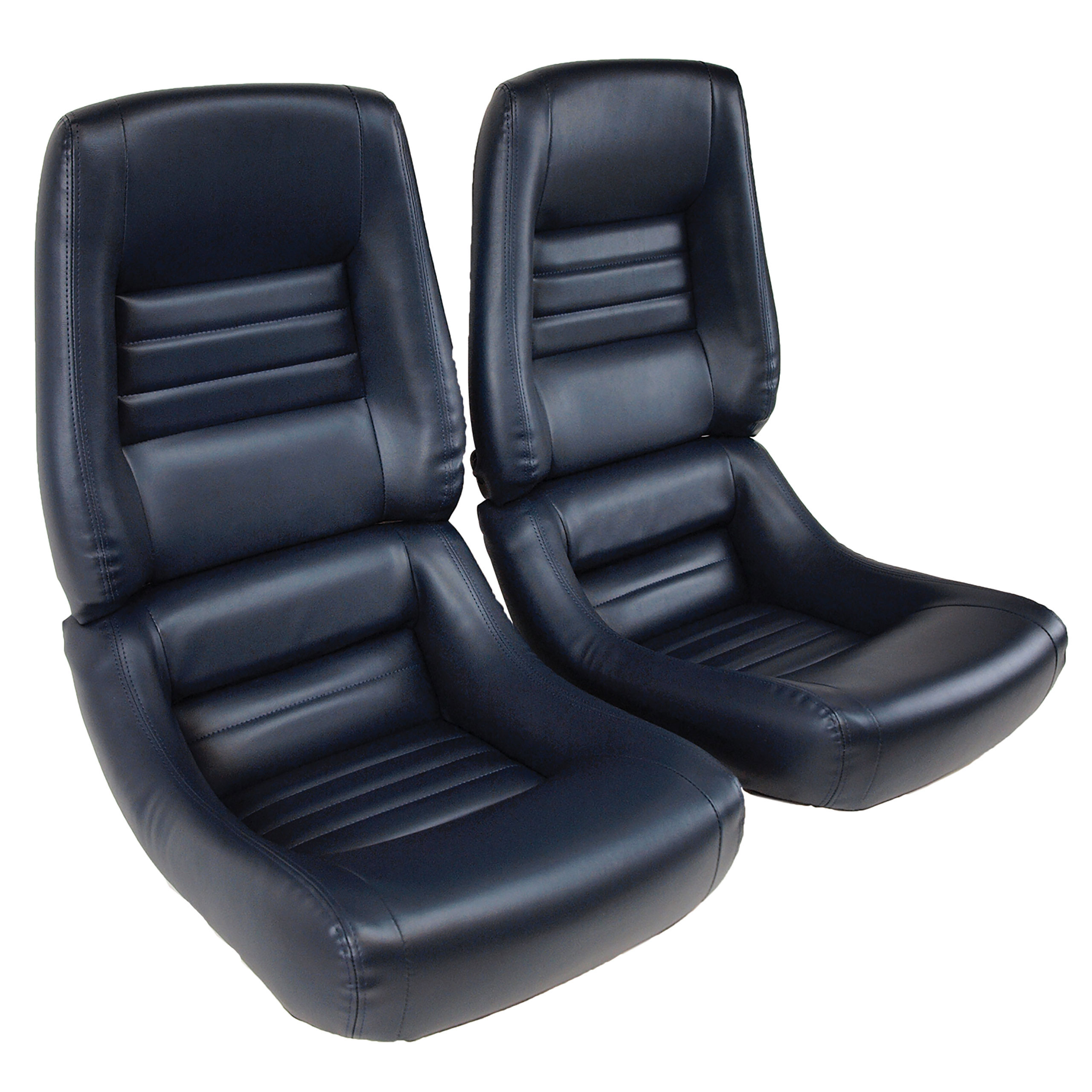 1982 Corvette C3 "Leather-Like" Vinyl Seat Covers Dark Blue 4" Bolster CA-421746 