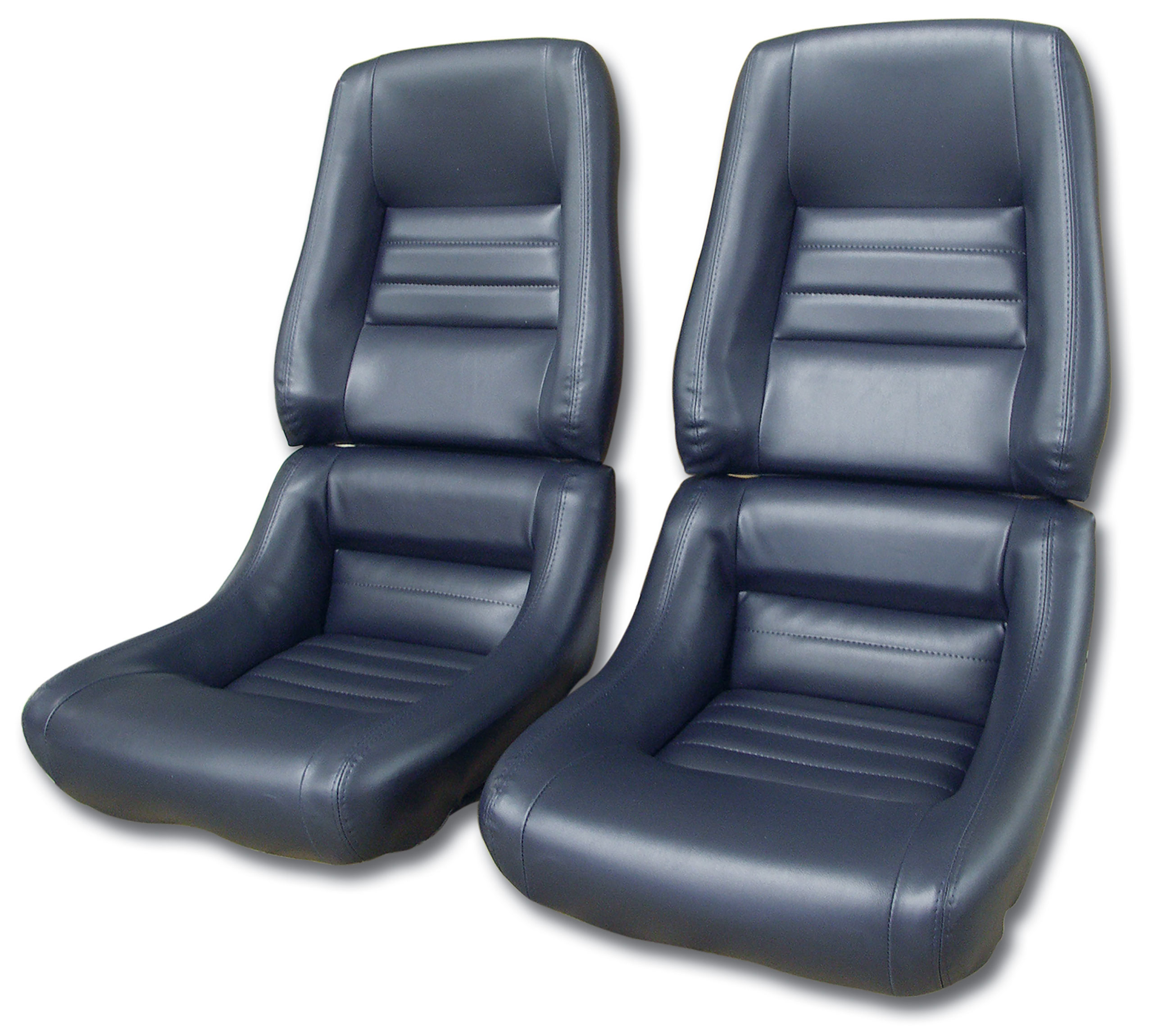 79-81 Corvette C3 "Leather-Like" Vinyl Seat Covers Dark Blue 4" Bolster CA-421748 