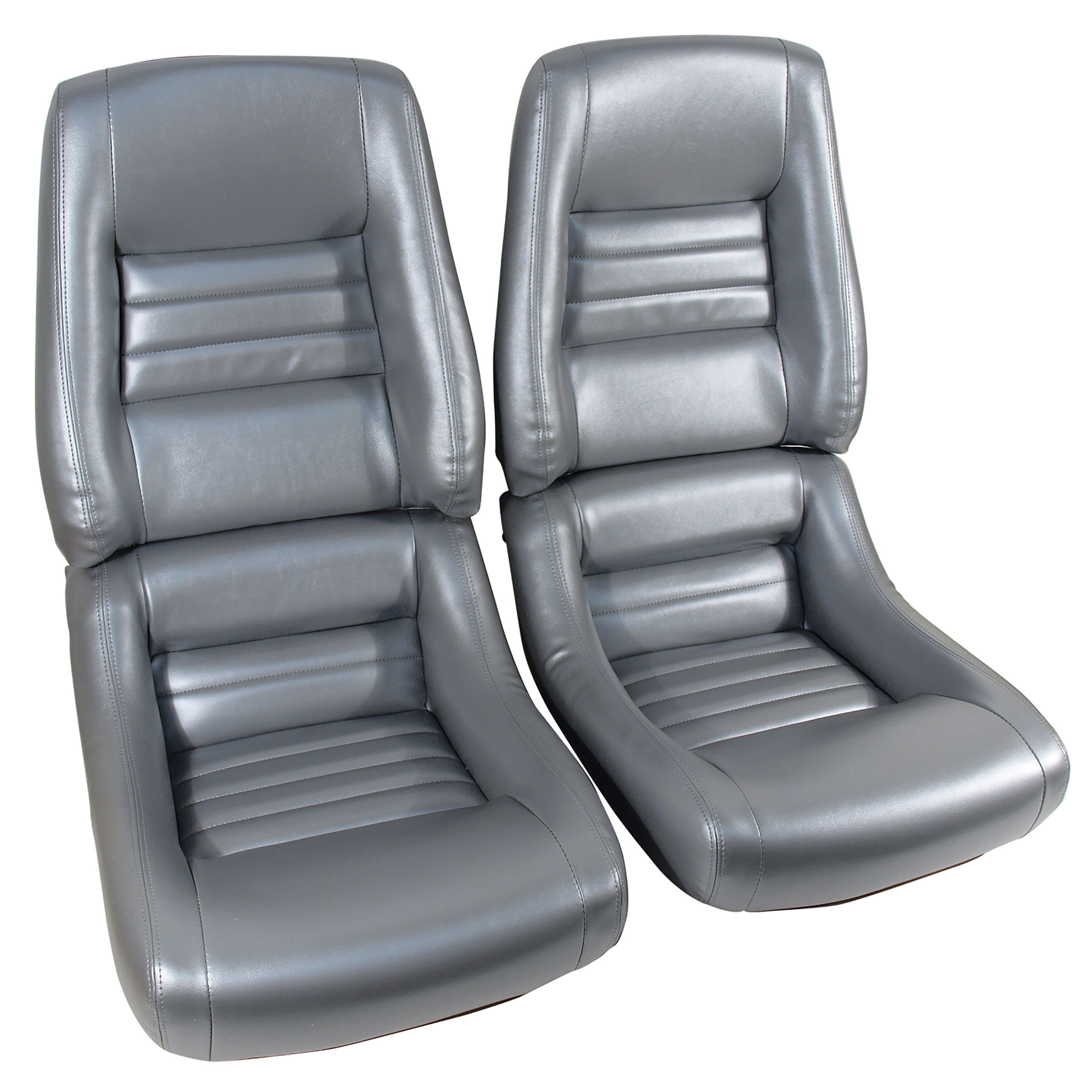 1978 Corvette C3 "Leather-Like" Vinyl Seat Covers Silver Pace 4" Bolster CA-421762 