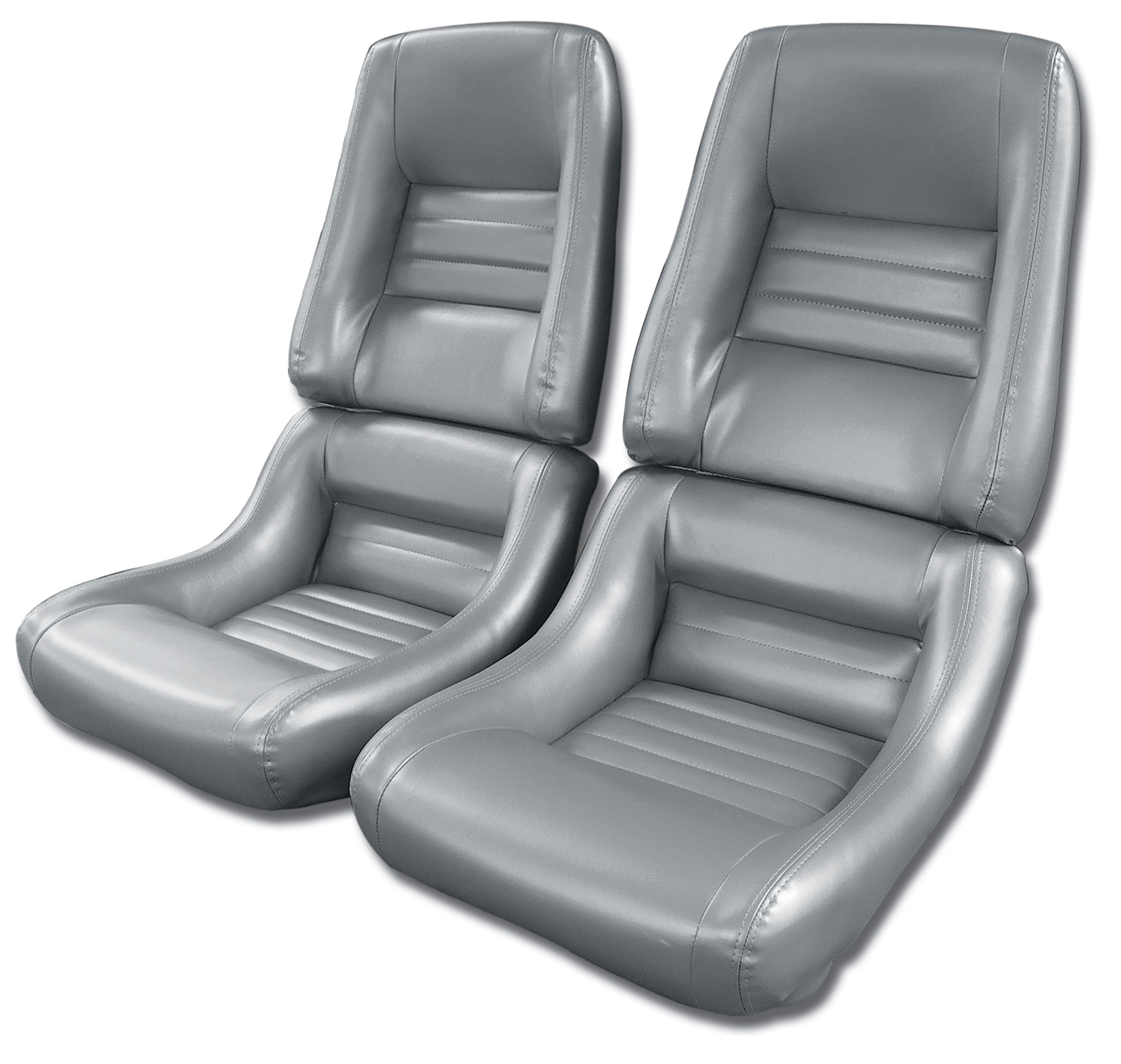 1981 Corvette C3 "Leather-Like" Vinyl Seat Covers Silver 4" Bolster CA-421764 