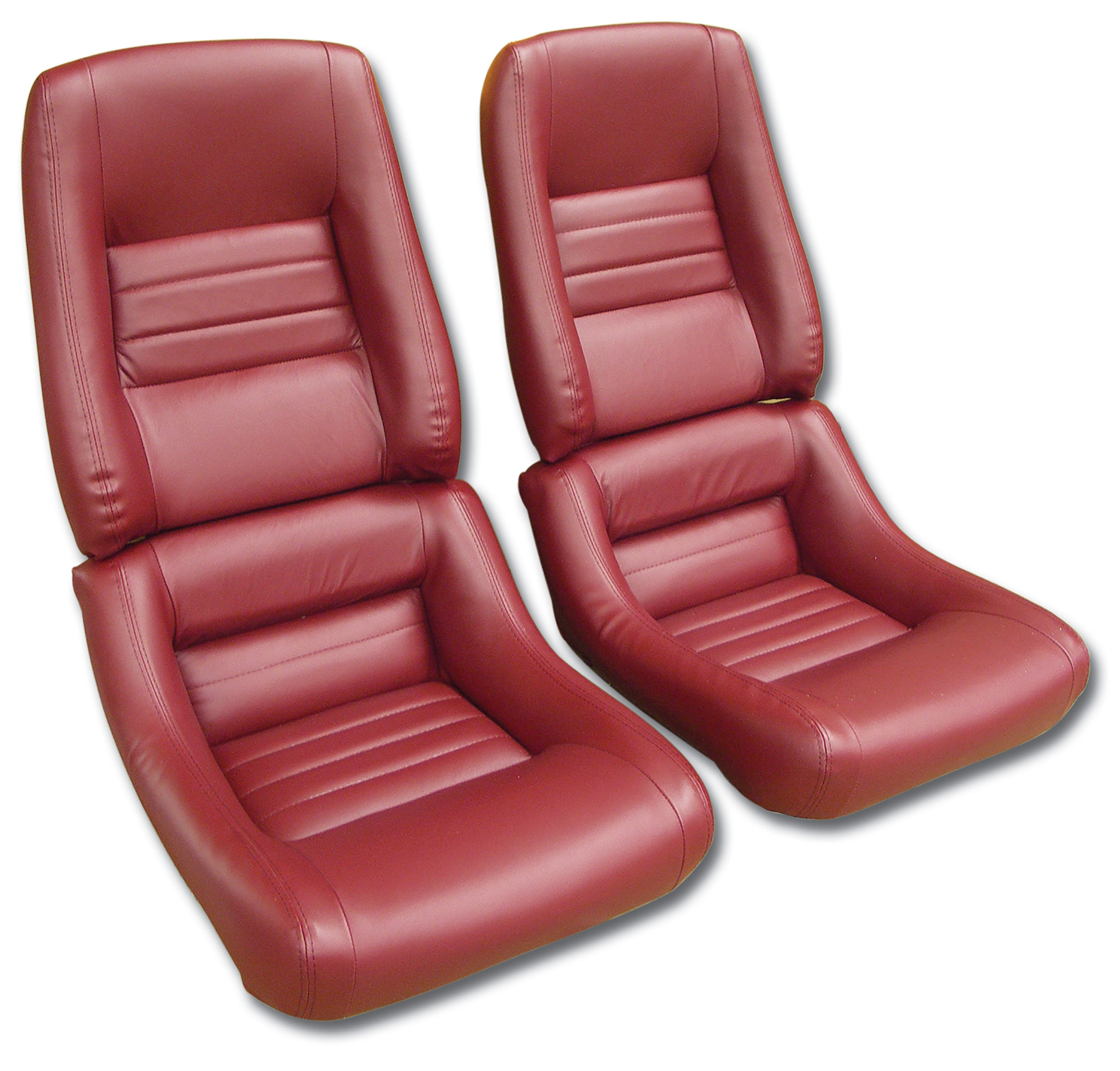 Mounted Leather Seat Covers Red Leathr/Vinyl Original 4" Bolster For 82 Corvette