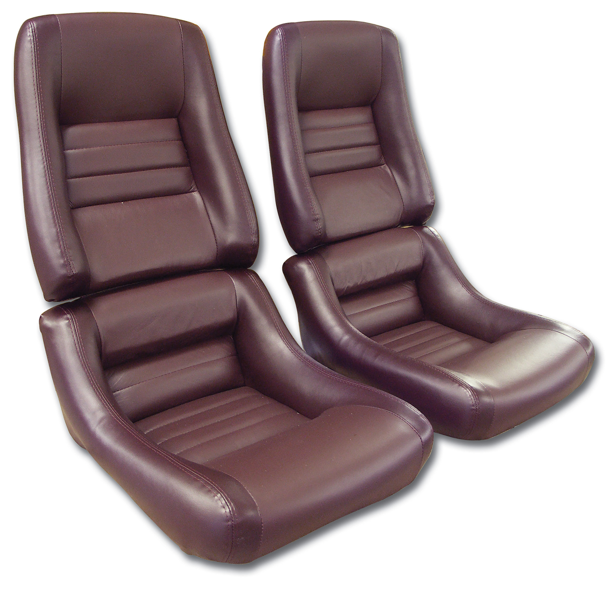 80 Corvette C3 Mounted Leather Seat Covers Claret Lthr/Vnyl Original 4" Bolster CA-422536