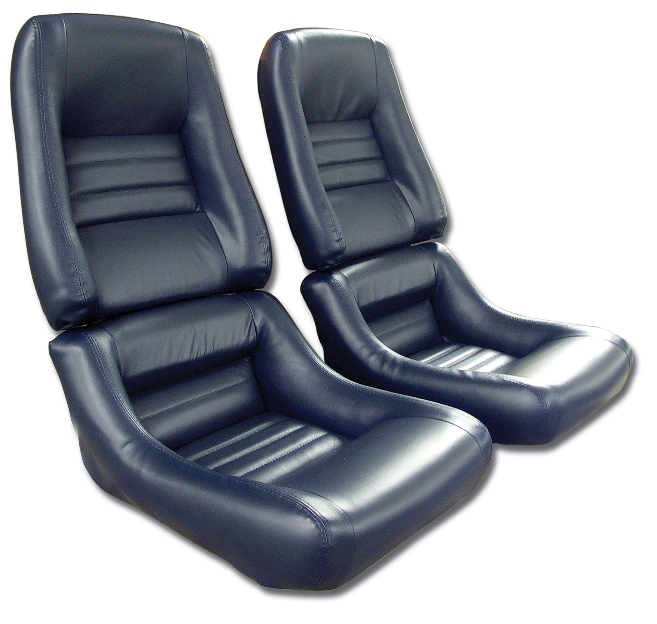 82 Corvette C3 Mounted Leather Seat Covers Dk Blue Lthr/Vnyl Original 4" Bolstr CA-422546
