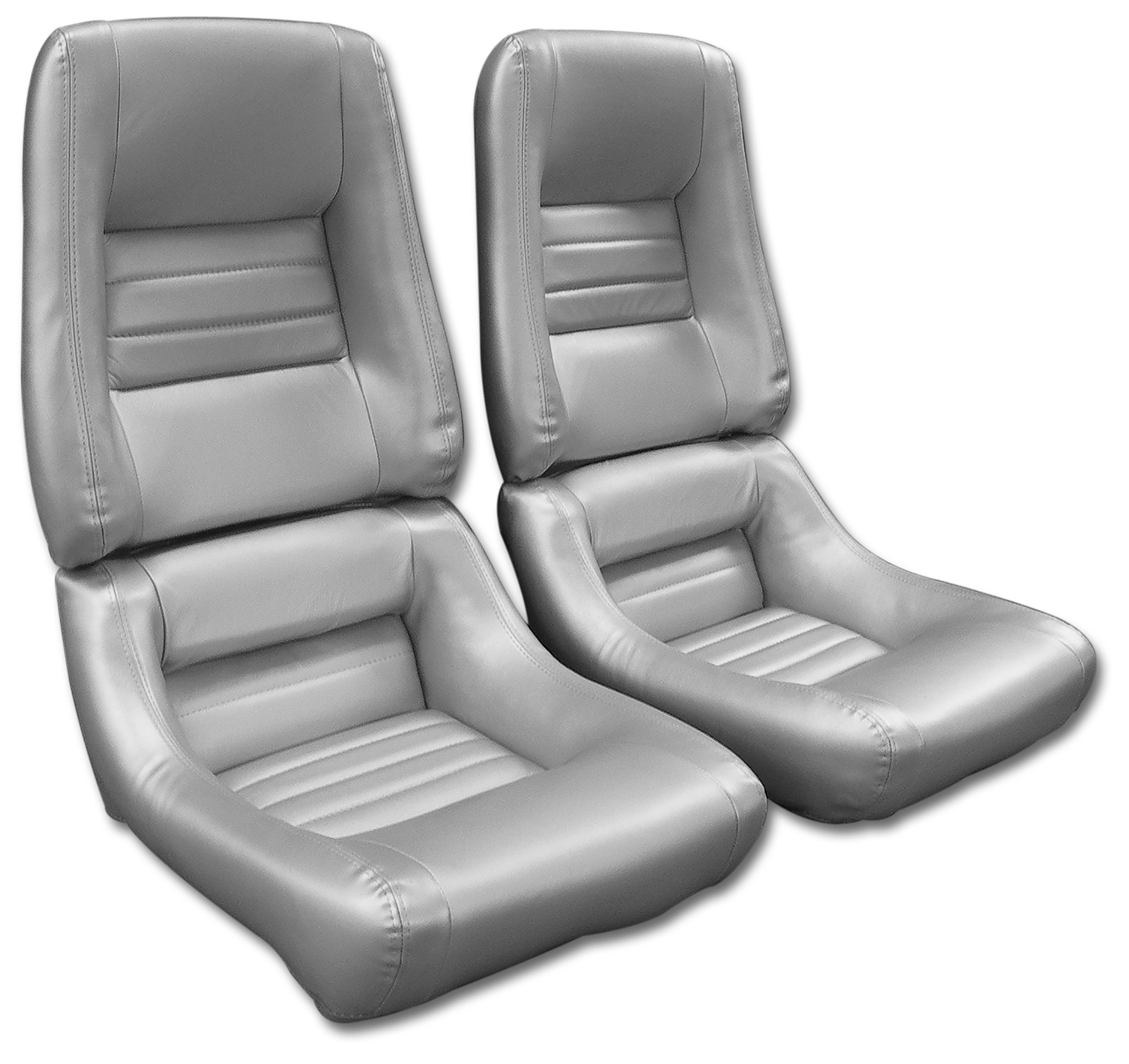 78 Corvette C3 Mounted Leathr Seat Covers Silver Pace Lthr/Vnyl Original 4"Blstr CA-422562