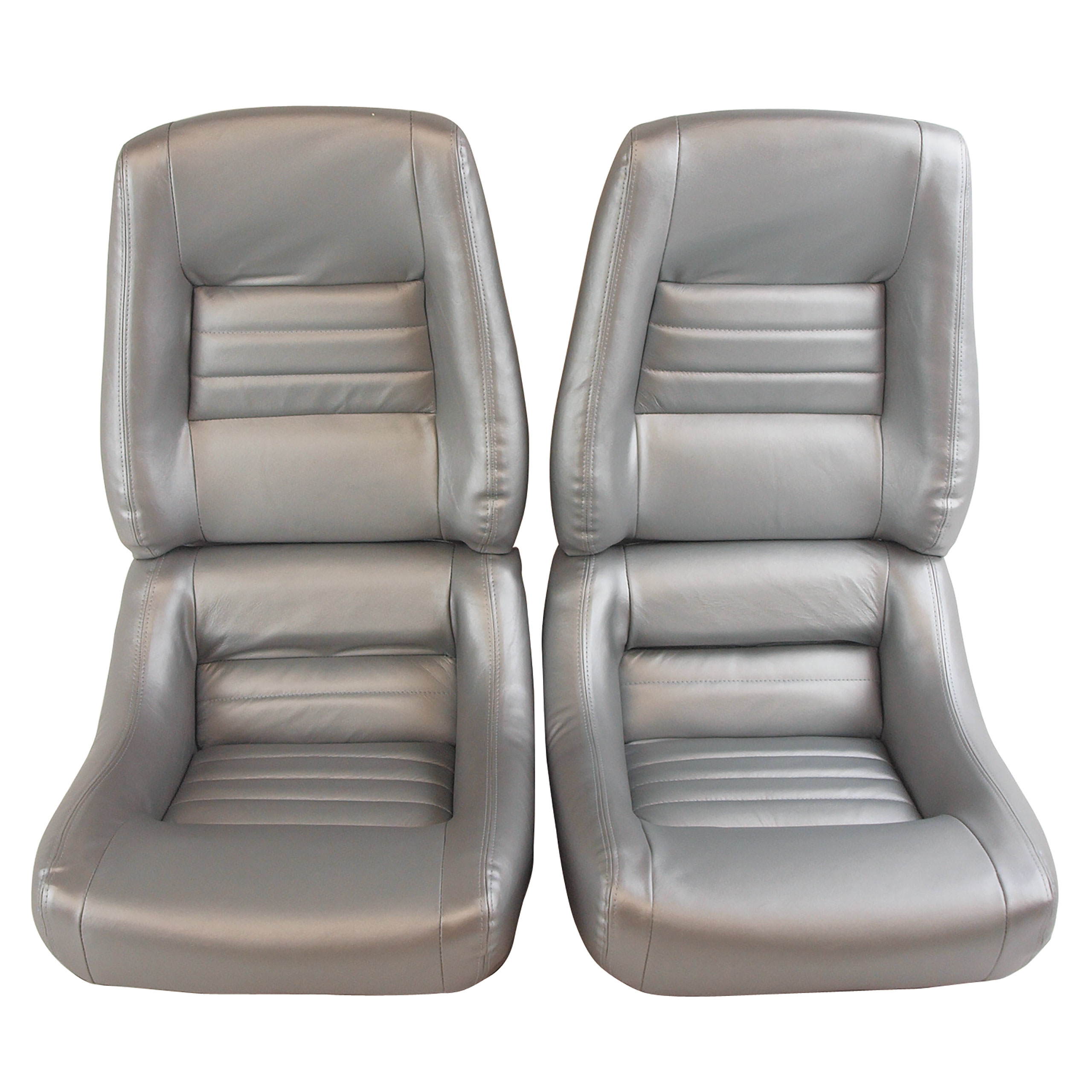 Mounted Leather Seat Covers Silver 4" Bolstr For 1981 Corvette