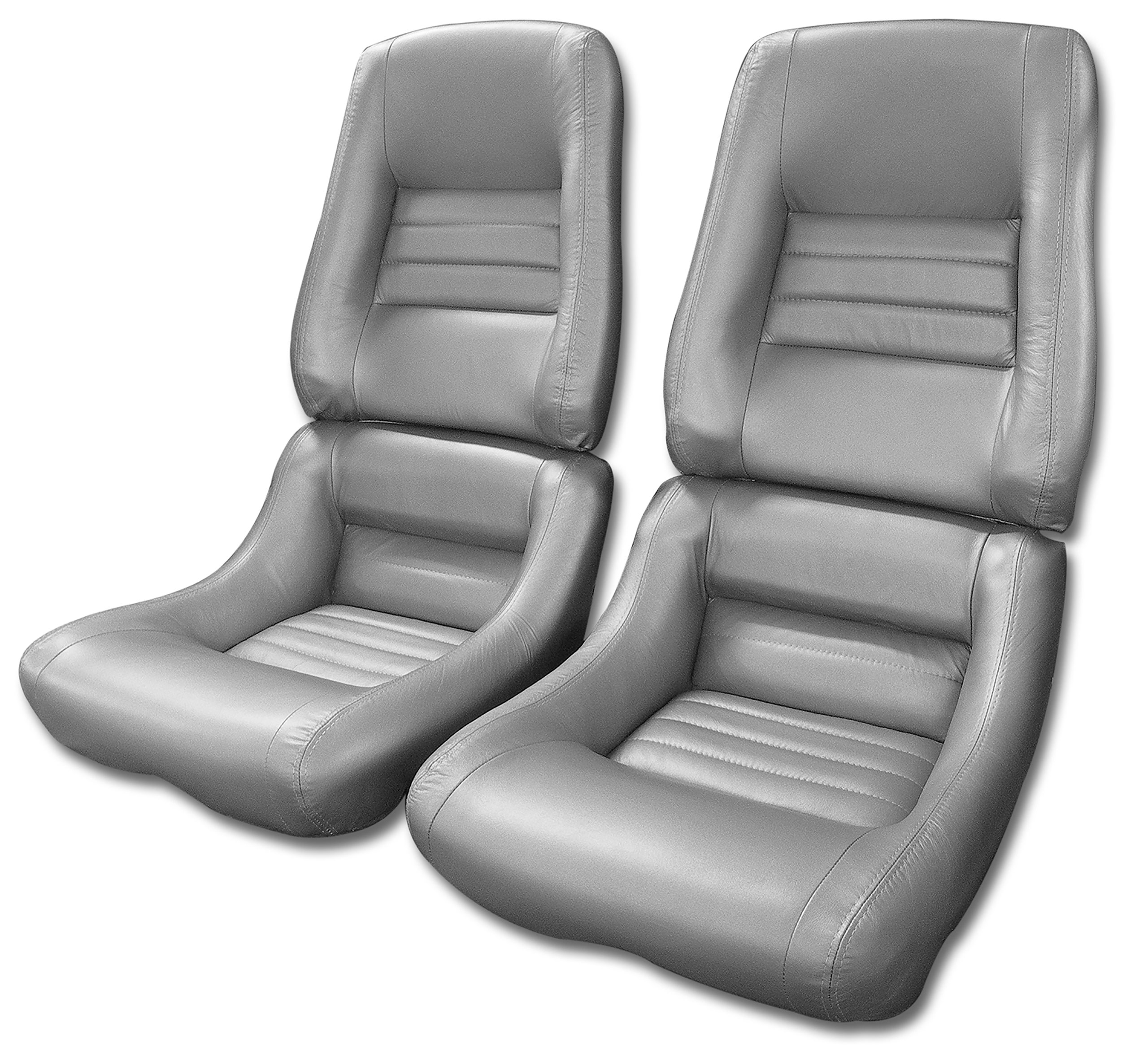 Mounted Leather Seat Covers Silver -Leather 4" Bolster For 1981 Corvette