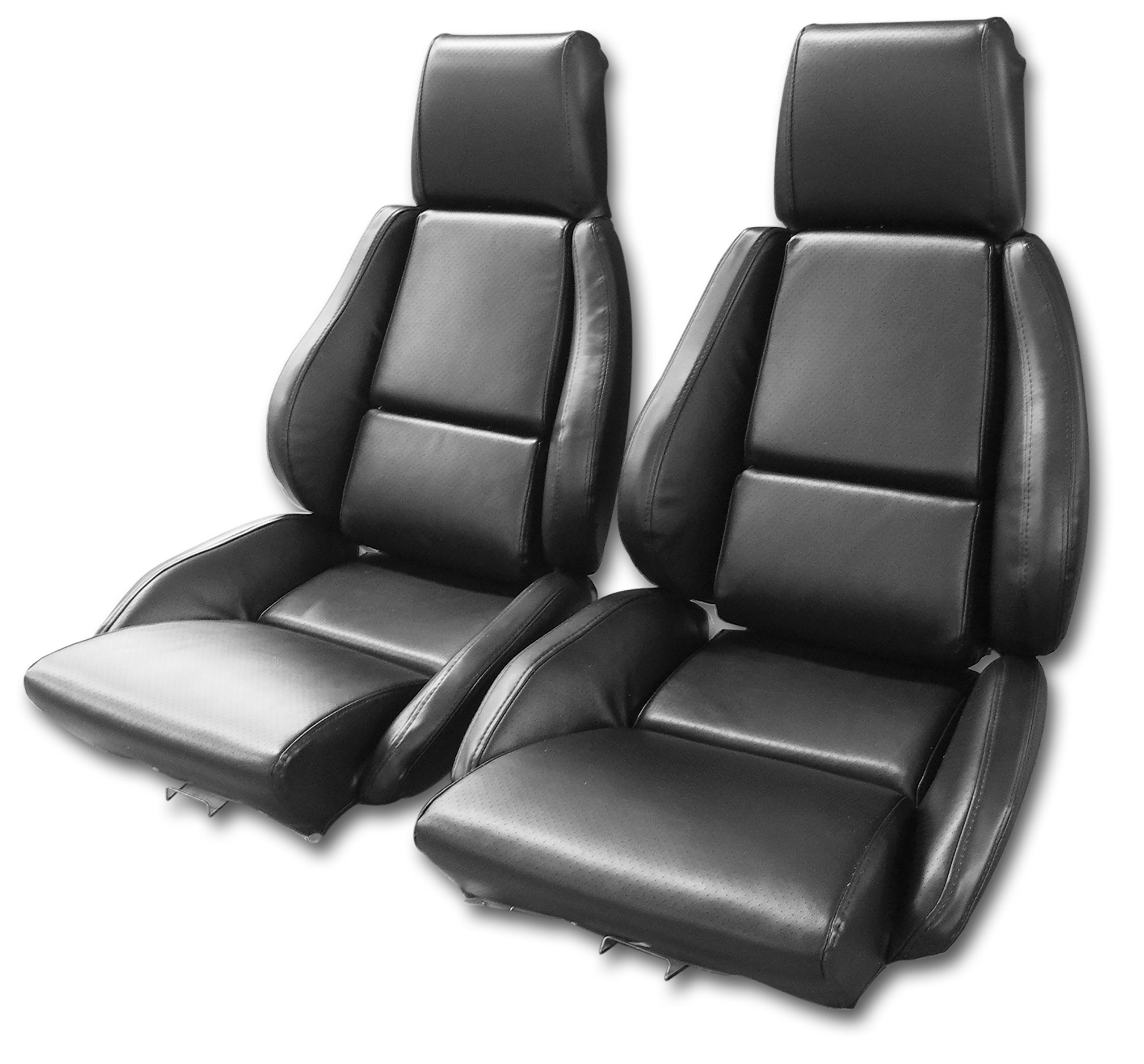 84-87 Corvette C4 468422E OE Style Embroidered Standard Leather Seat Covers W/Non-Perf Inserts Graphite CA-422920 