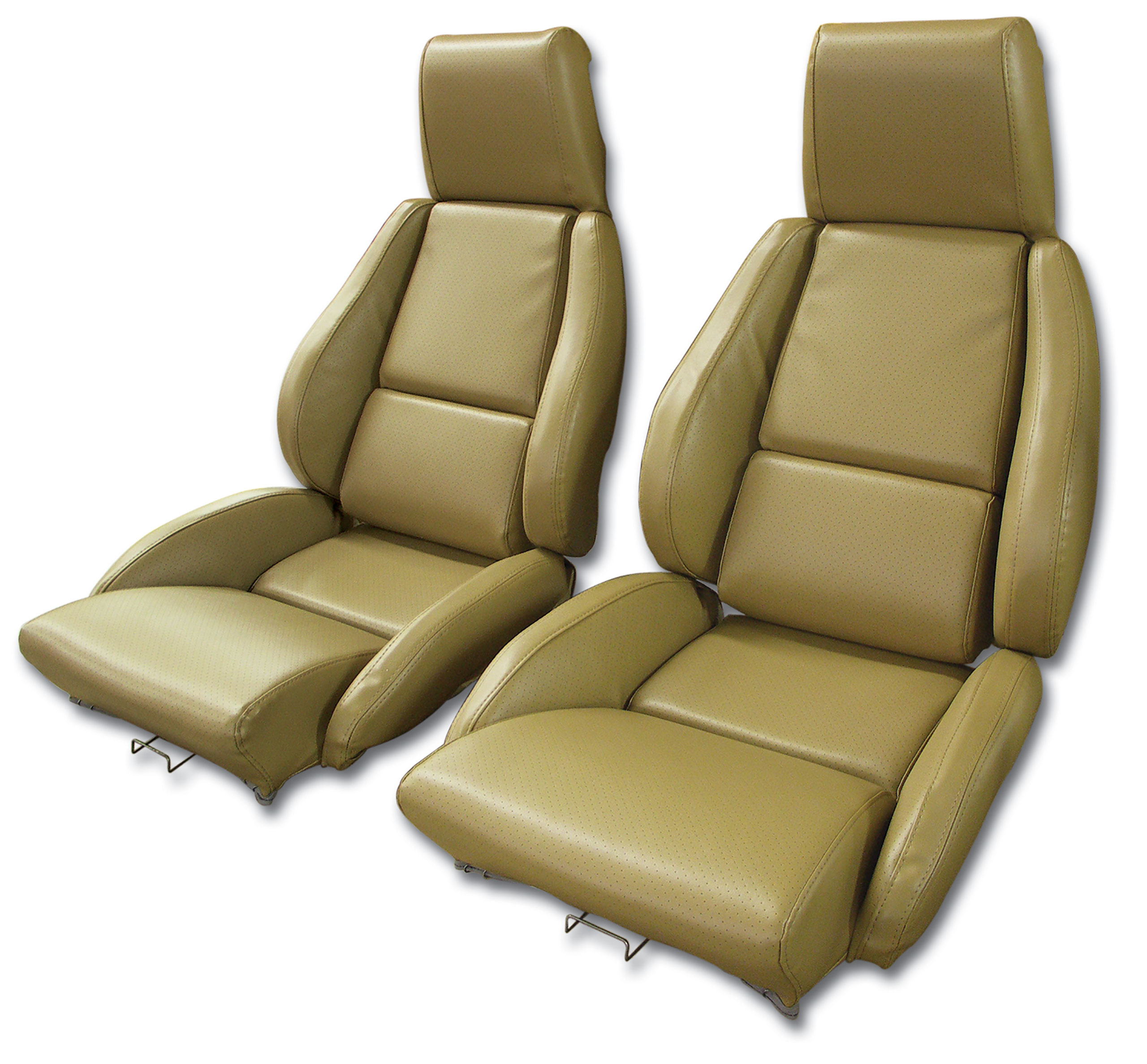 84-85 Corvette C4 468470E OE Style Embroidered Standard Leather Seat Covers W/Non-Perf Inserts Blue CA-422972