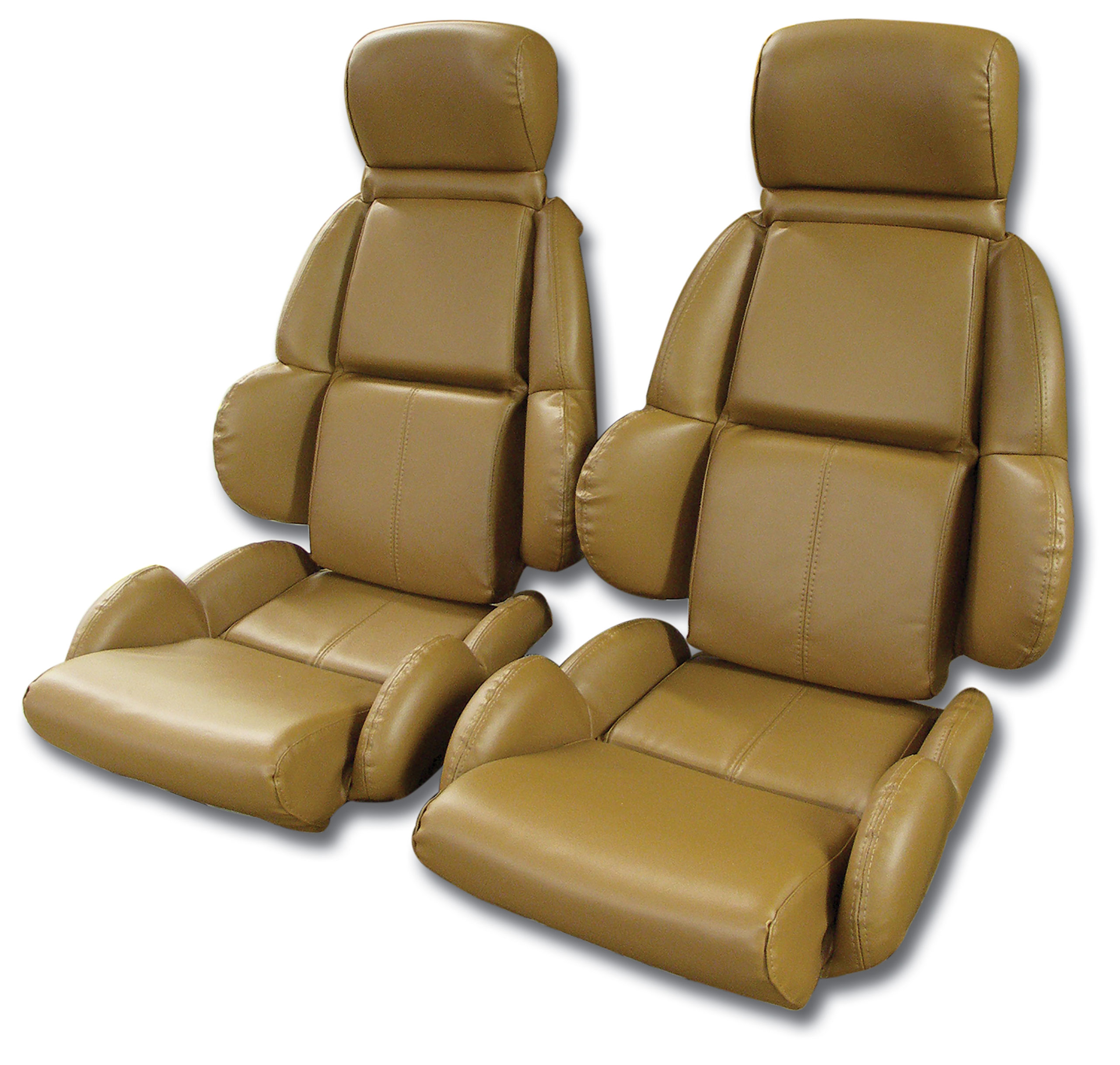  89-90 Corvette C4 44236E Embroidered Custom 100% Leather Seat Covers Sport Black & Sadd CA-423178