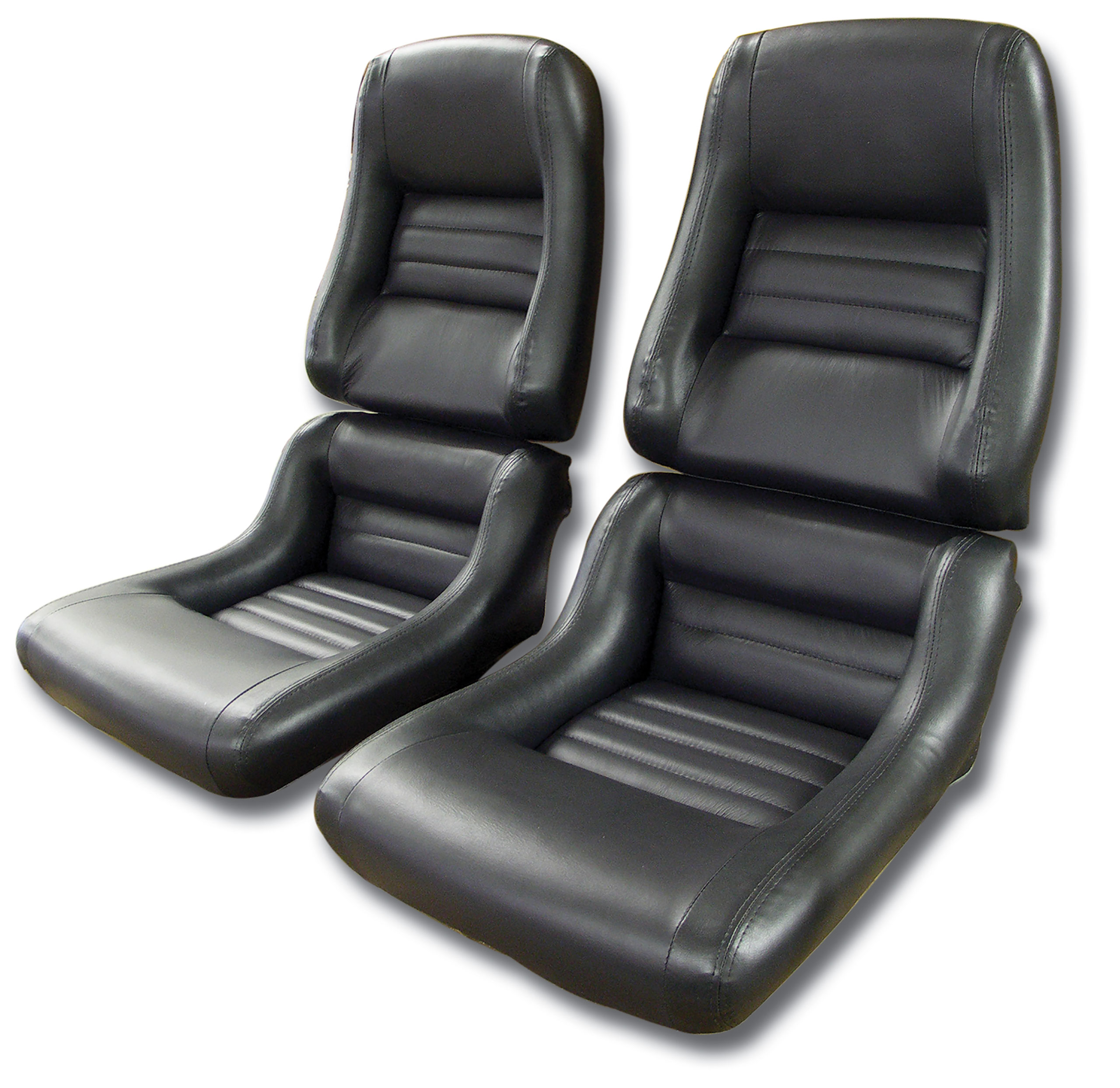 82 Corvette C3 Mounted Leathr Seat Covers Charcoal Lthr/Vnyl Original 2" Bolstr CA-423221 