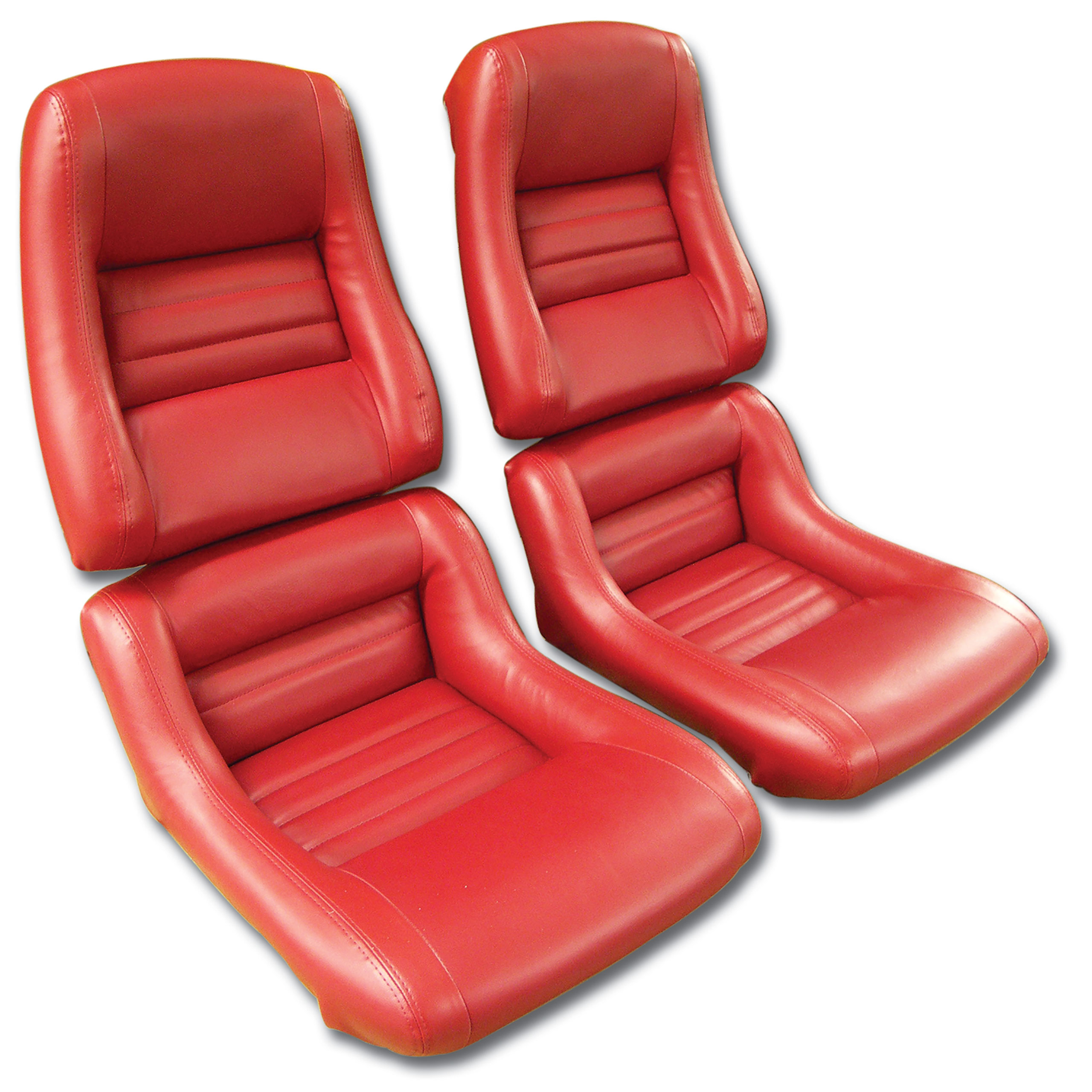 1979-1981 Corvette C3 Mounted Leather Seat Covers Red 2" Bolster CA-423224 